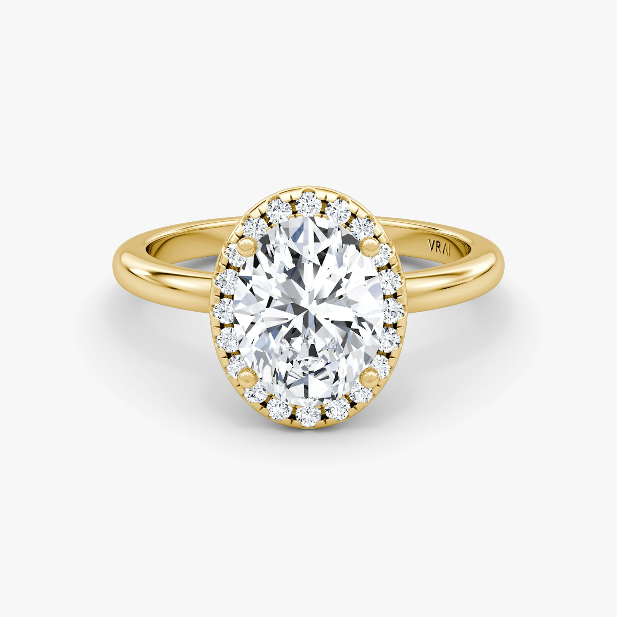 The Halo | Oval | 18k | Yellow Gold | bandAccent: Plain | haloSize: original | diamondOrientation: vertical | caratWeight: other
