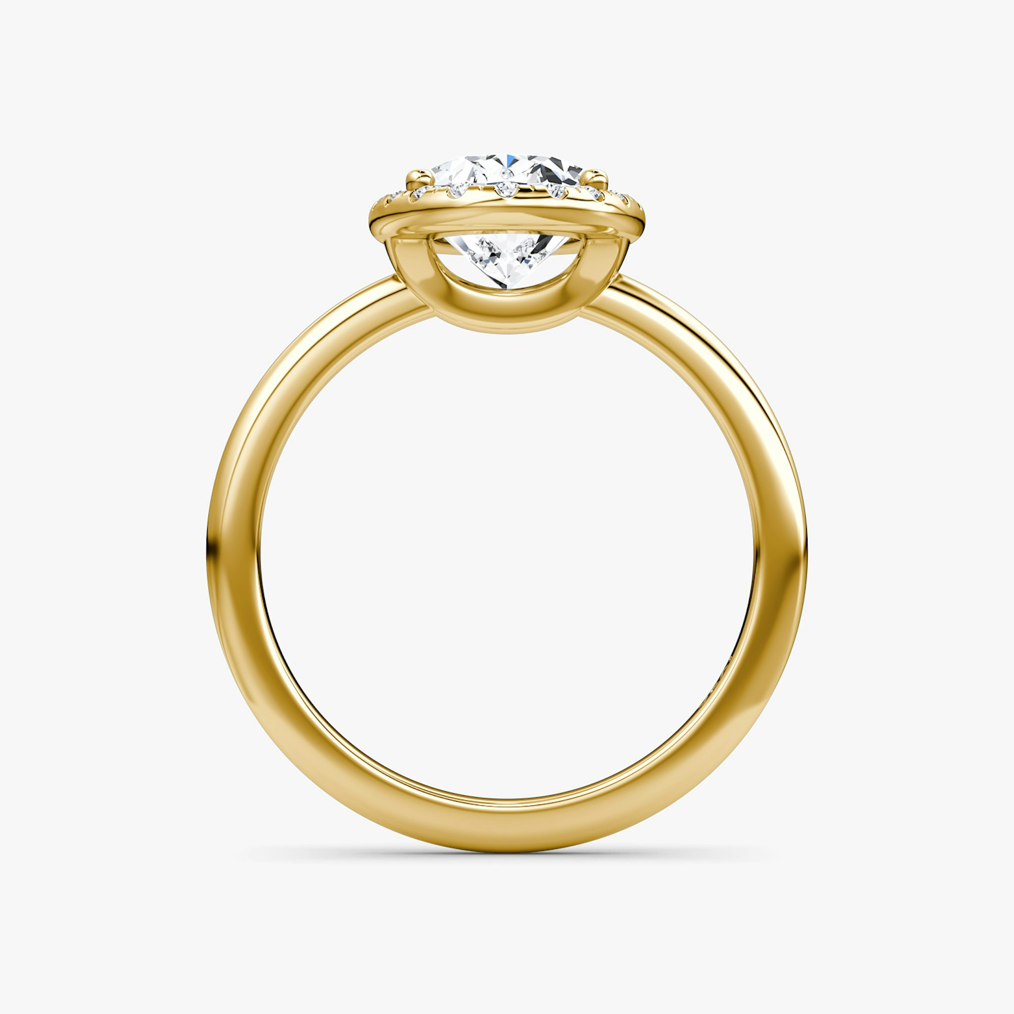 The Halo | Oval | 18k | Yellow Gold | bandAccent: Plain | haloSize: original | diamondOrientation: vertical | caratWeight: other