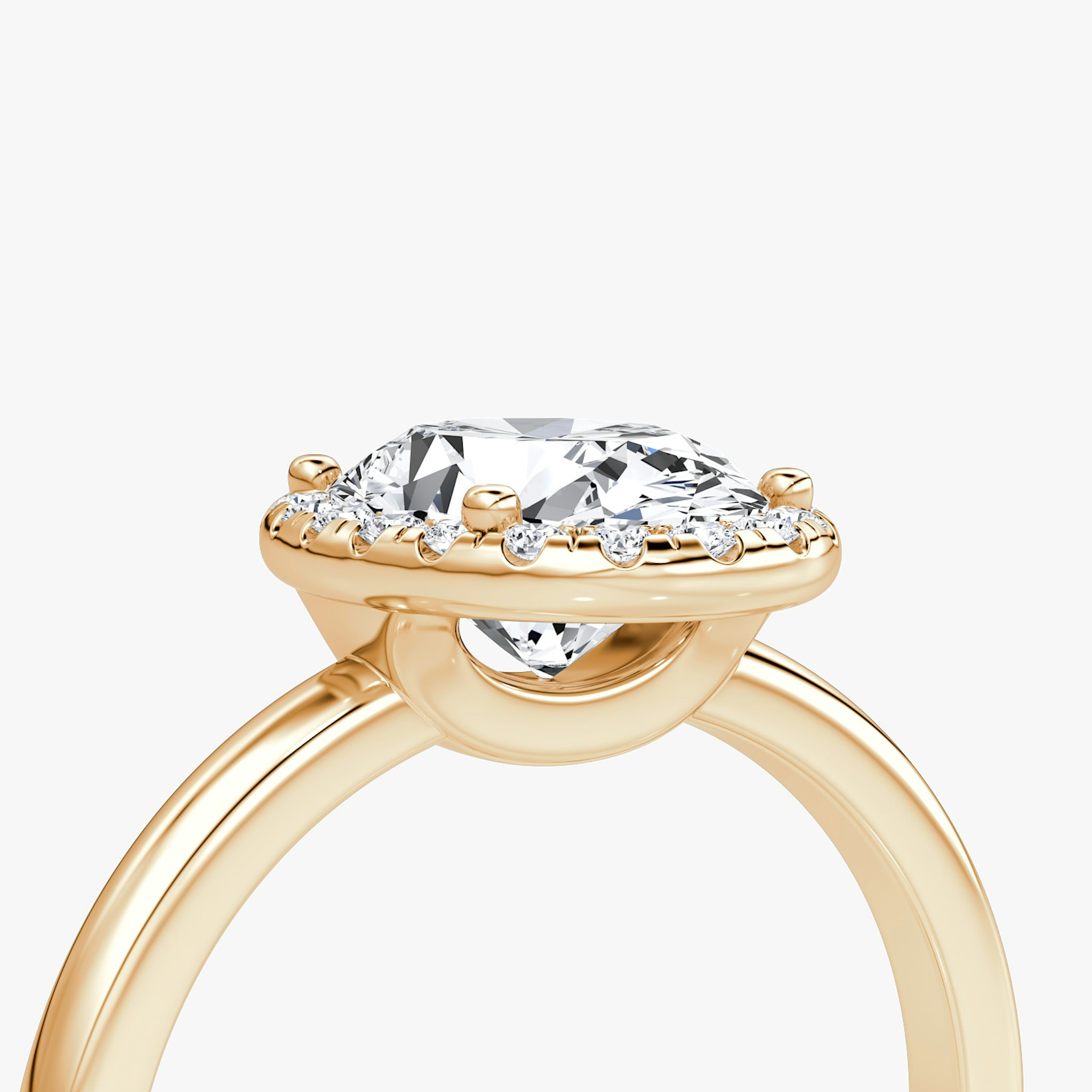 The Halo | Oval | 14k | Rose Gold | bandAccent: Plain | haloSize: original | diamondOrientation: vertical | caratWeight: other