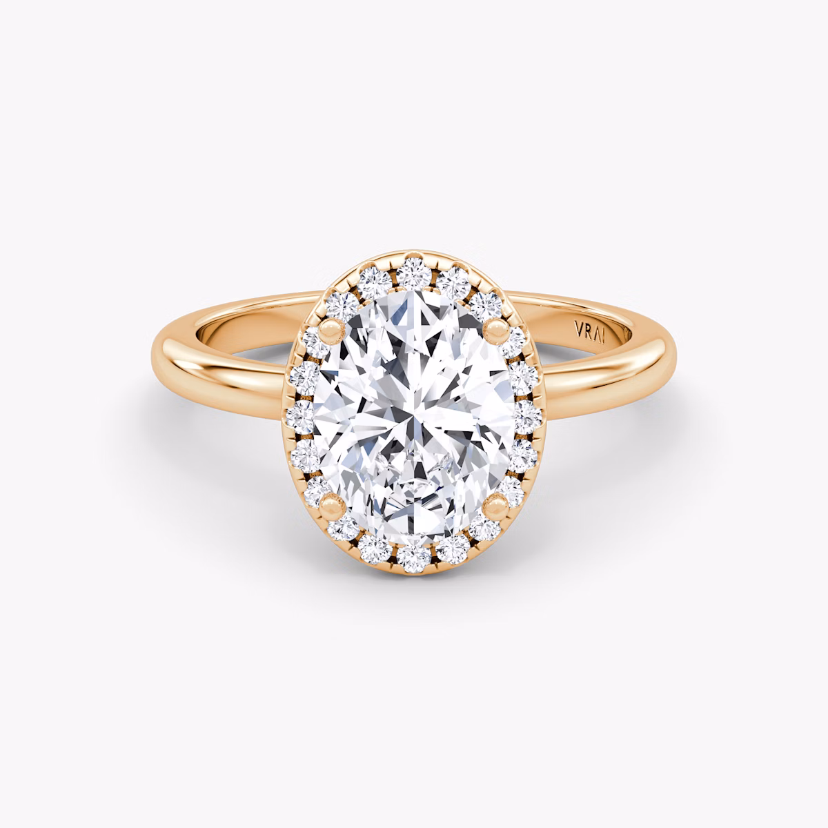 The Halo | Oval | 14k | Rose Gold | bandAccent: Plain | haloSize: original | diamondOrientation: vertical | caratWeight: other