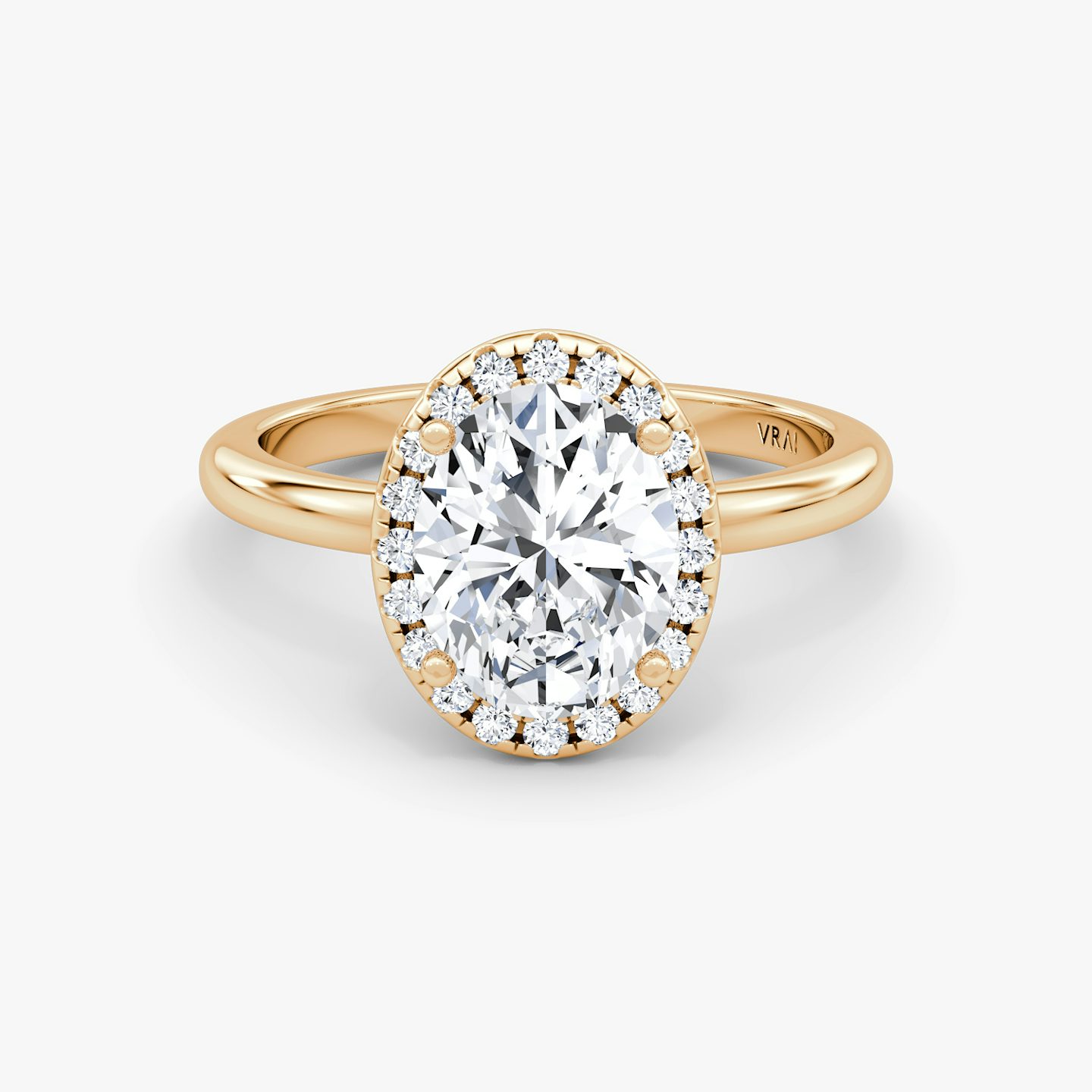 Halo | Oval | 14k | Roségold | bandAccent: Ohne Pavé-Besatz | haloSize: original | diamondOrientation: vertical | caratWeight: other