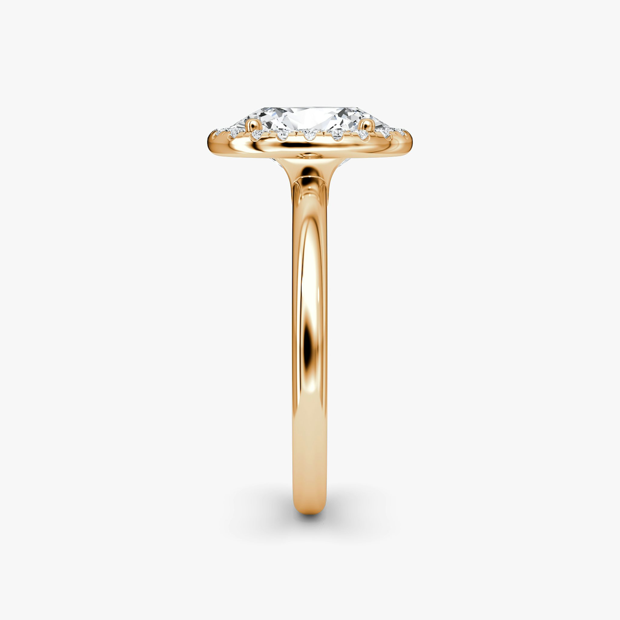 The Halo | Oval | 14k | Rose Gold | bandAccent: Plain | haloSize: original | diamondOrientation: vertical | caratWeight: other