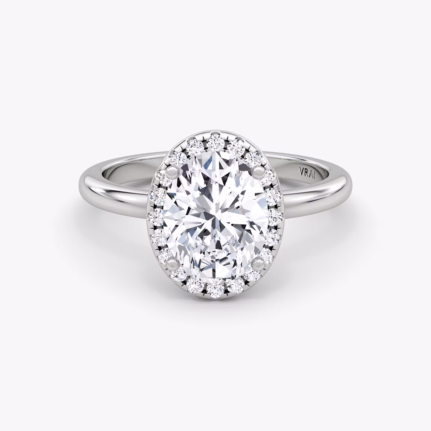 The Halo | Oval | 18k | White Gold | bandAccent: Plain | haloSize: original | diamondOrientation: vertical | caratWeight: other