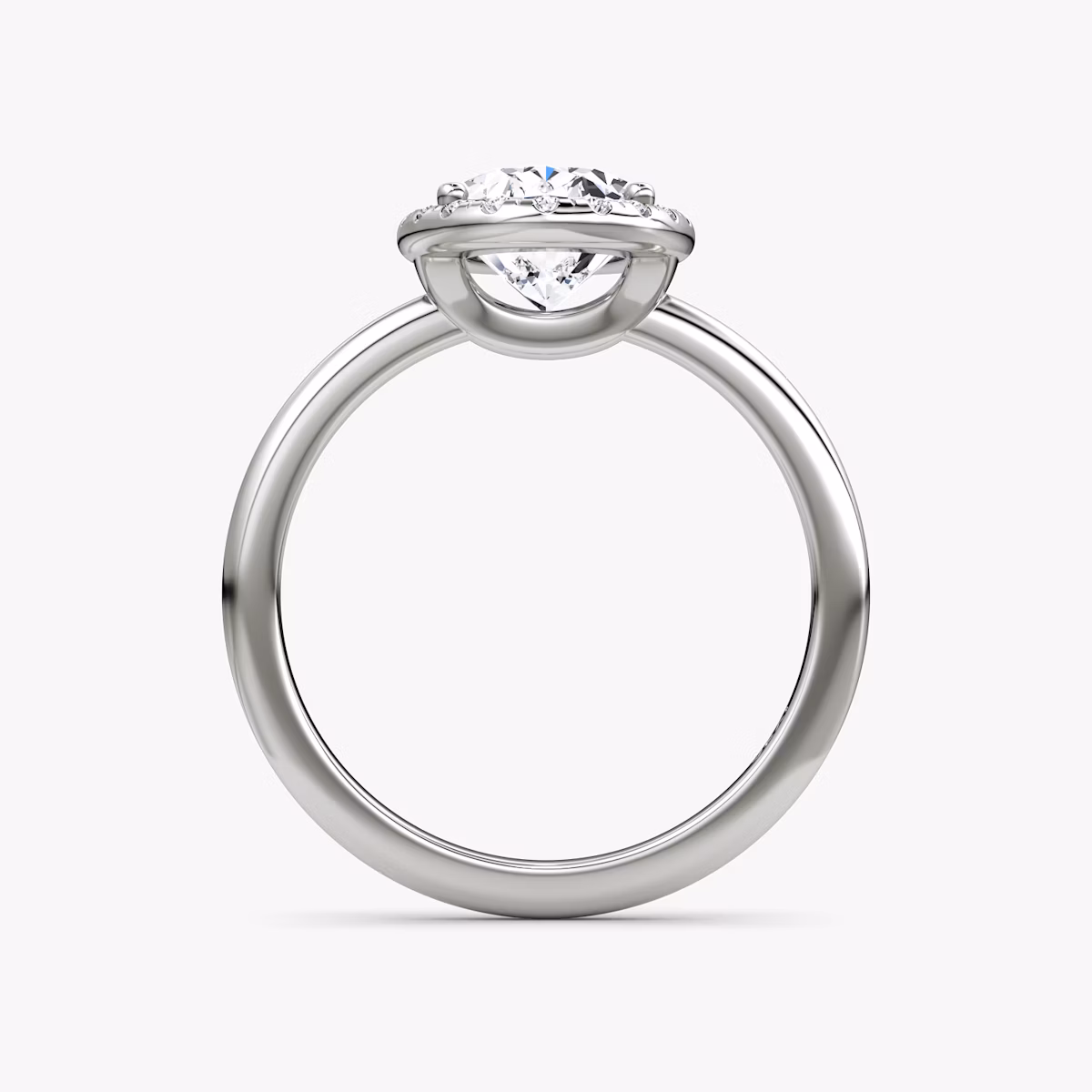 The Halo | Oval | Platinum | bandAccent: Plain | haloSize: original | diamondOrientation: vertical | caratWeight: other