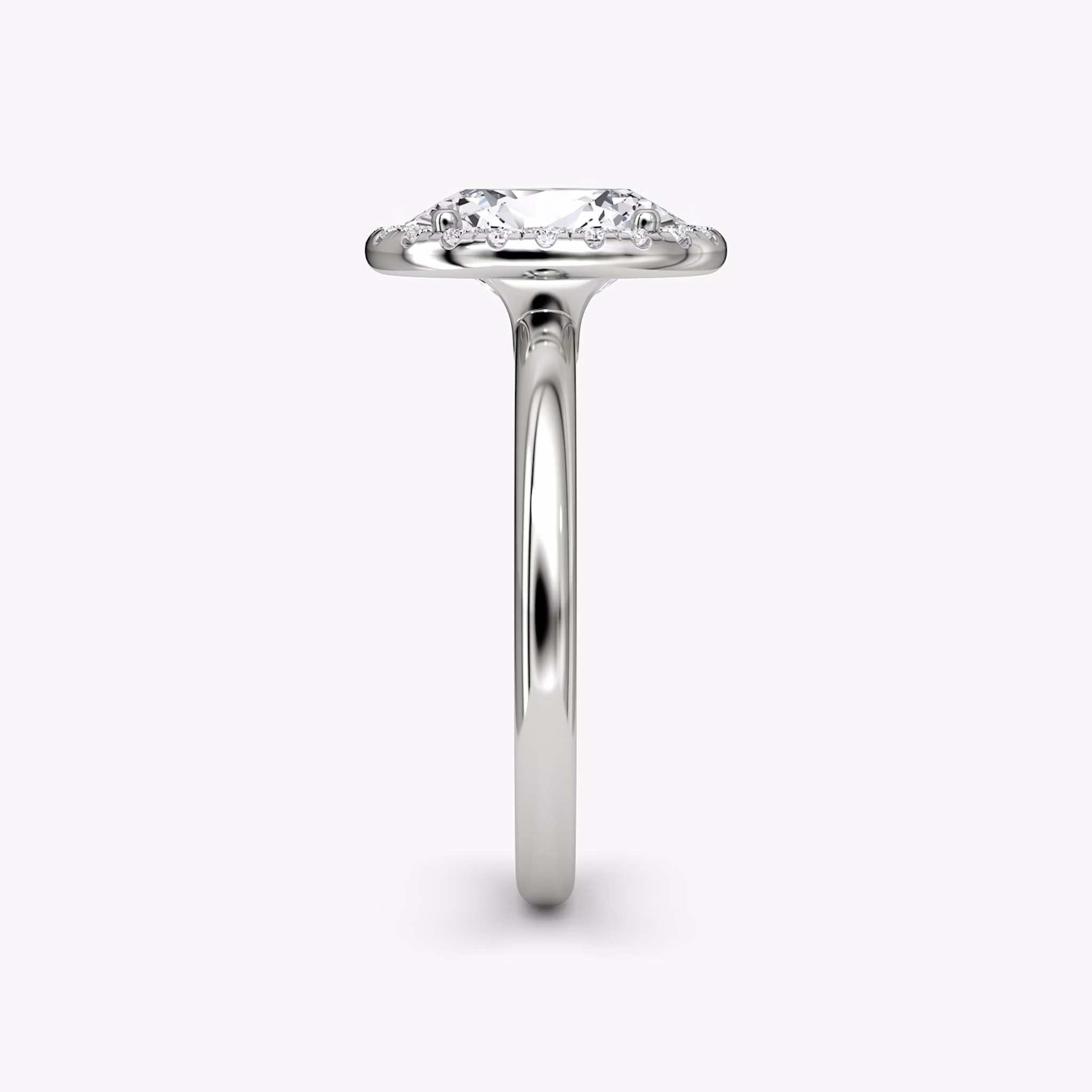 The Halo | Oval | Platinum | bandAccent: Plain | haloSize: original | diamondOrientation: vertical | caratWeight: other