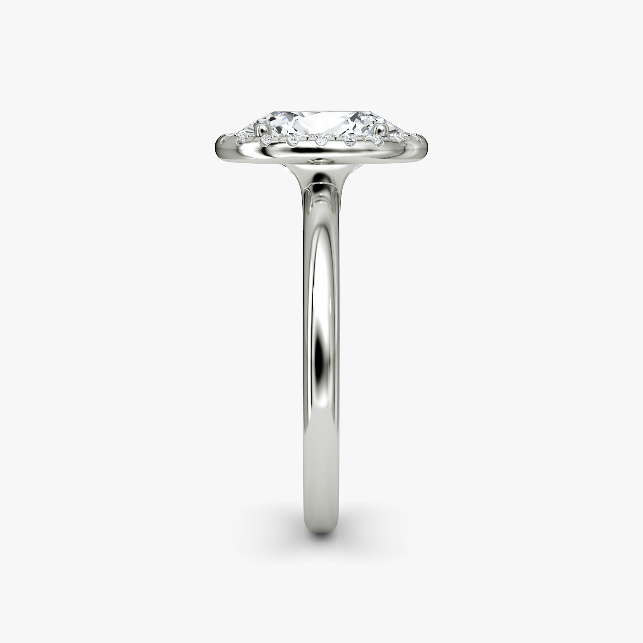The Halo | Oval | Platinum | bandAccent: Plain | haloSize: original | diamondOrientation: vertical | caratWeight: other