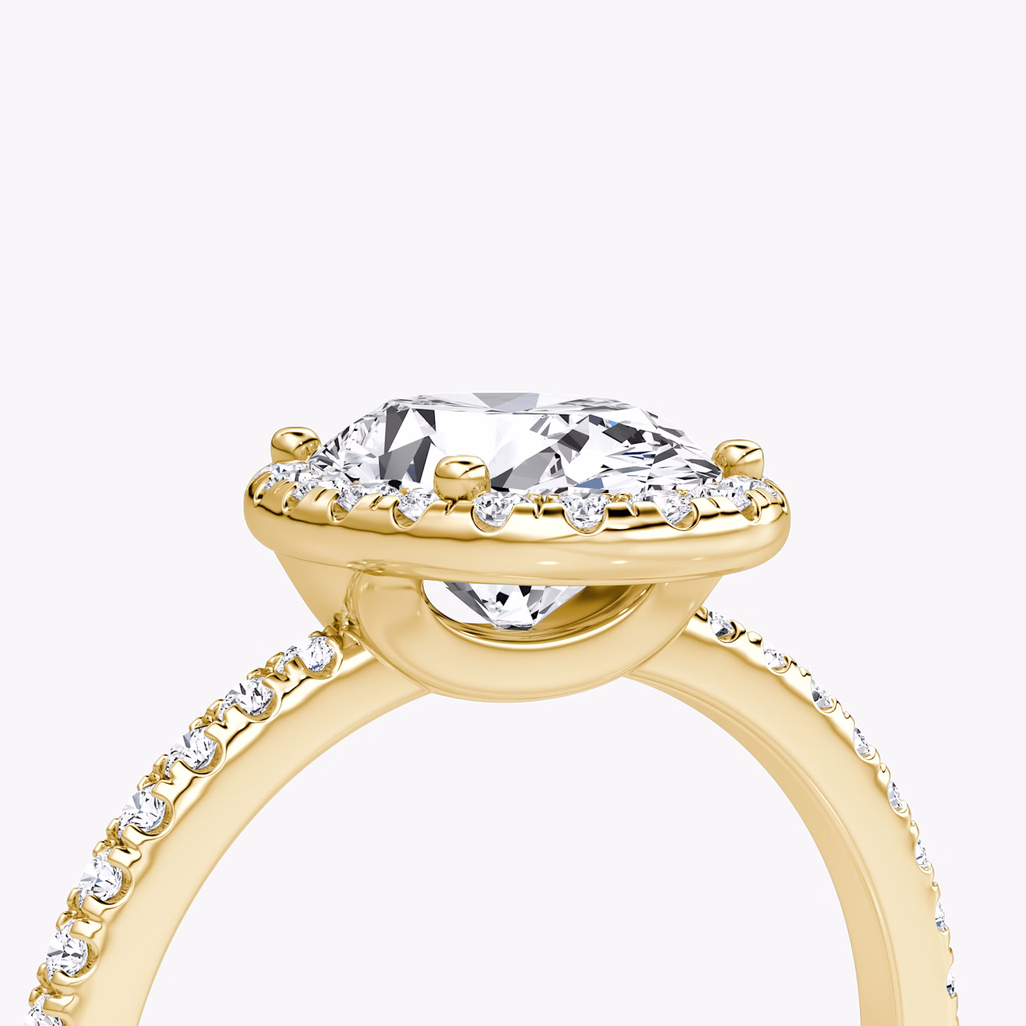The Halo | Oval | 18k | Yellow Gold | bandAccent: Pavé | haloSize: original | diamondOrientation: vertical | caratWeight: other