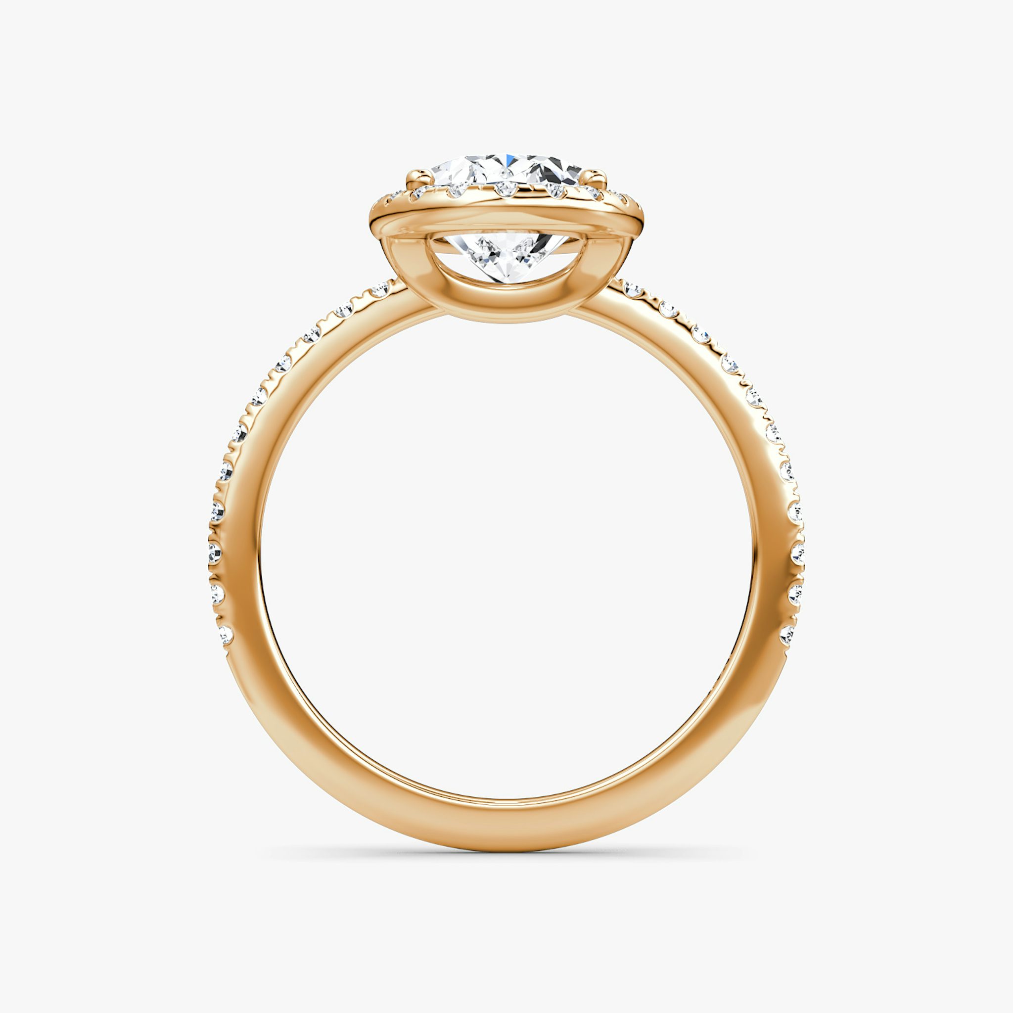 The Halo | Oval | 14k | Rose Gold | bandAccent: Pavé | haloSize: original | diamondOrientation: vertical | caratWeight: other