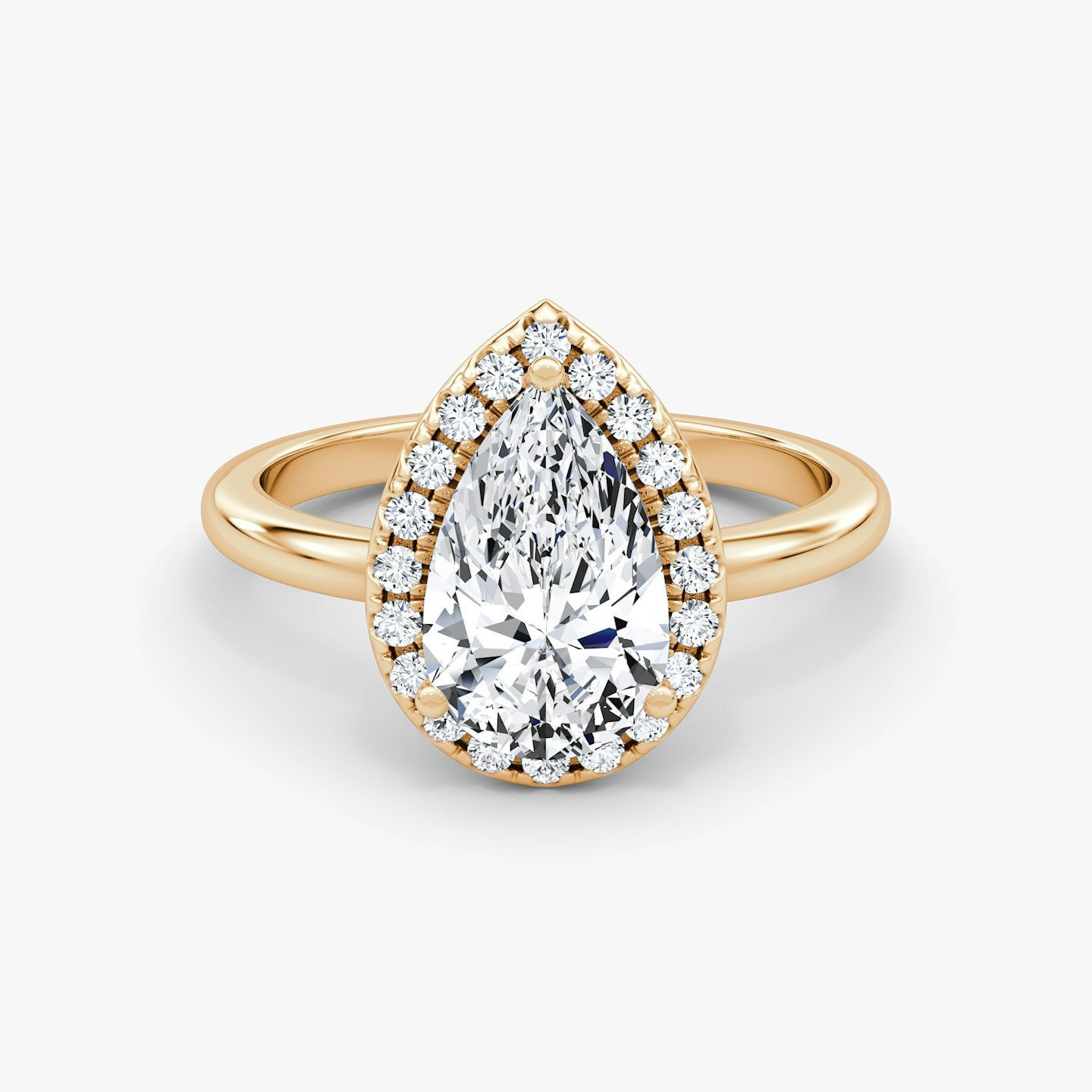 The Halo | Pear | 14k | Rose Gold | bandAccent: Plain | haloSize: original | diamondOrientation: vertical | caratWeight: other