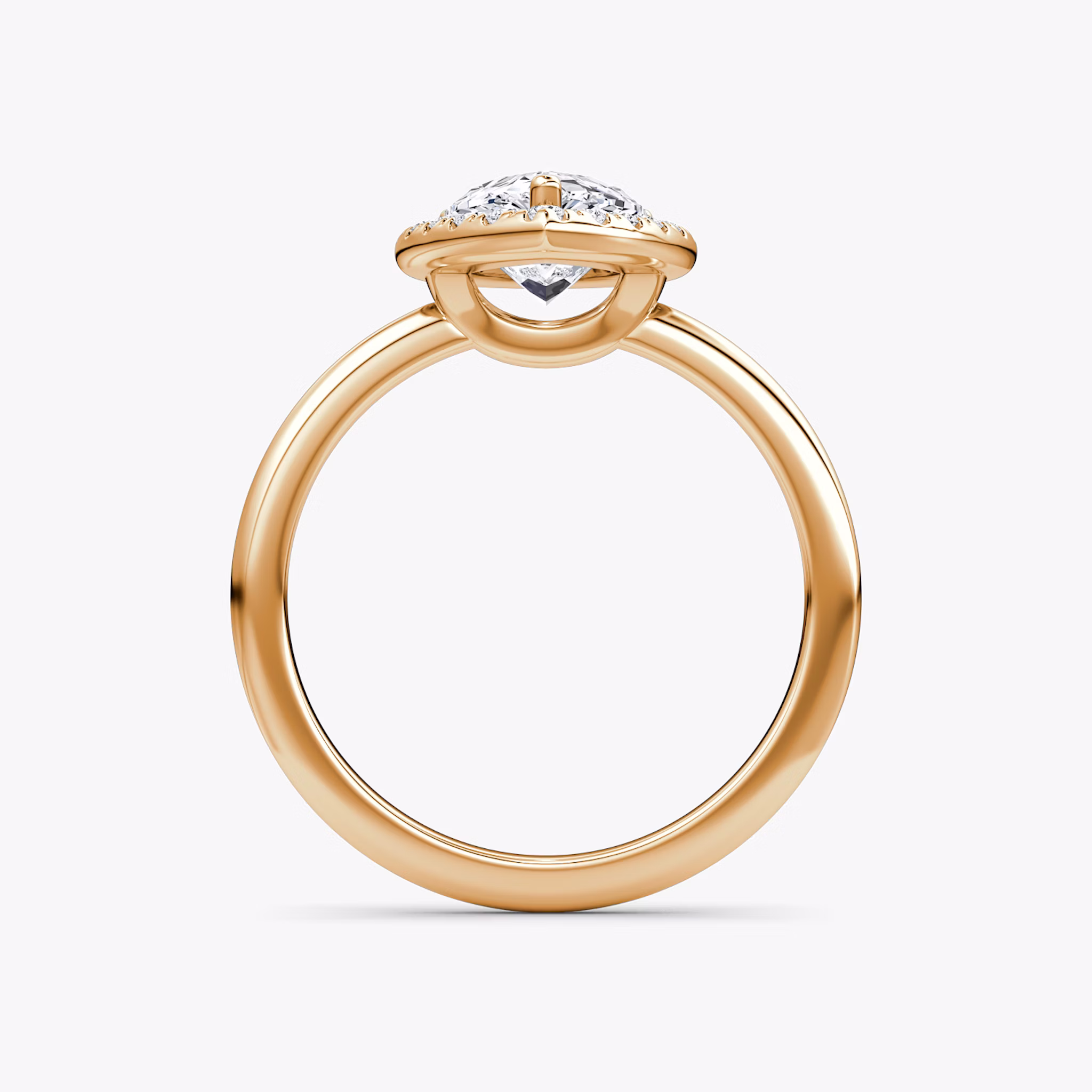 The Halo | Pear | 14k | Rose Gold | bandAccent: Plain | haloSize: original | diamondOrientation: vertical | caratWeight: other