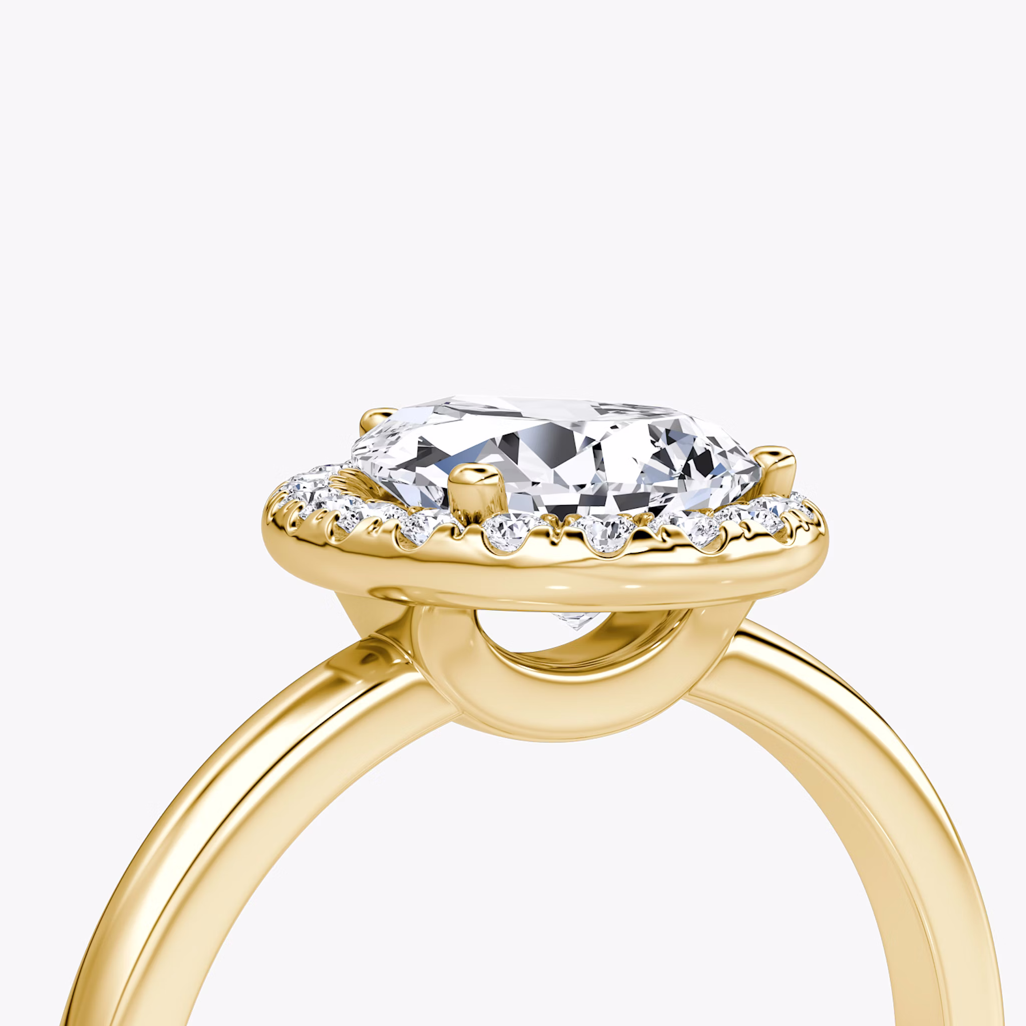 The Halo | Pear | 18k | Yellow Gold | bandAccent: Plain | haloSize: original | diamondOrientation: vertical | caratWeight: other