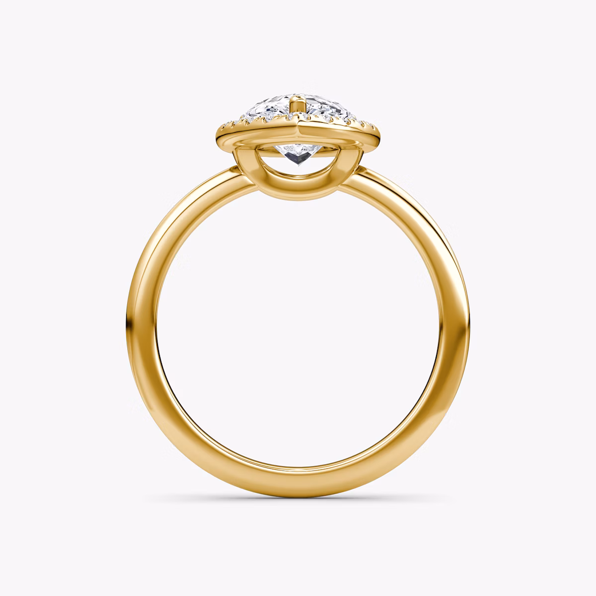 The Halo | Pear | 18k | Yellow Gold | bandAccent: Plain | haloSize: original | diamondOrientation: vertical | caratWeight: other