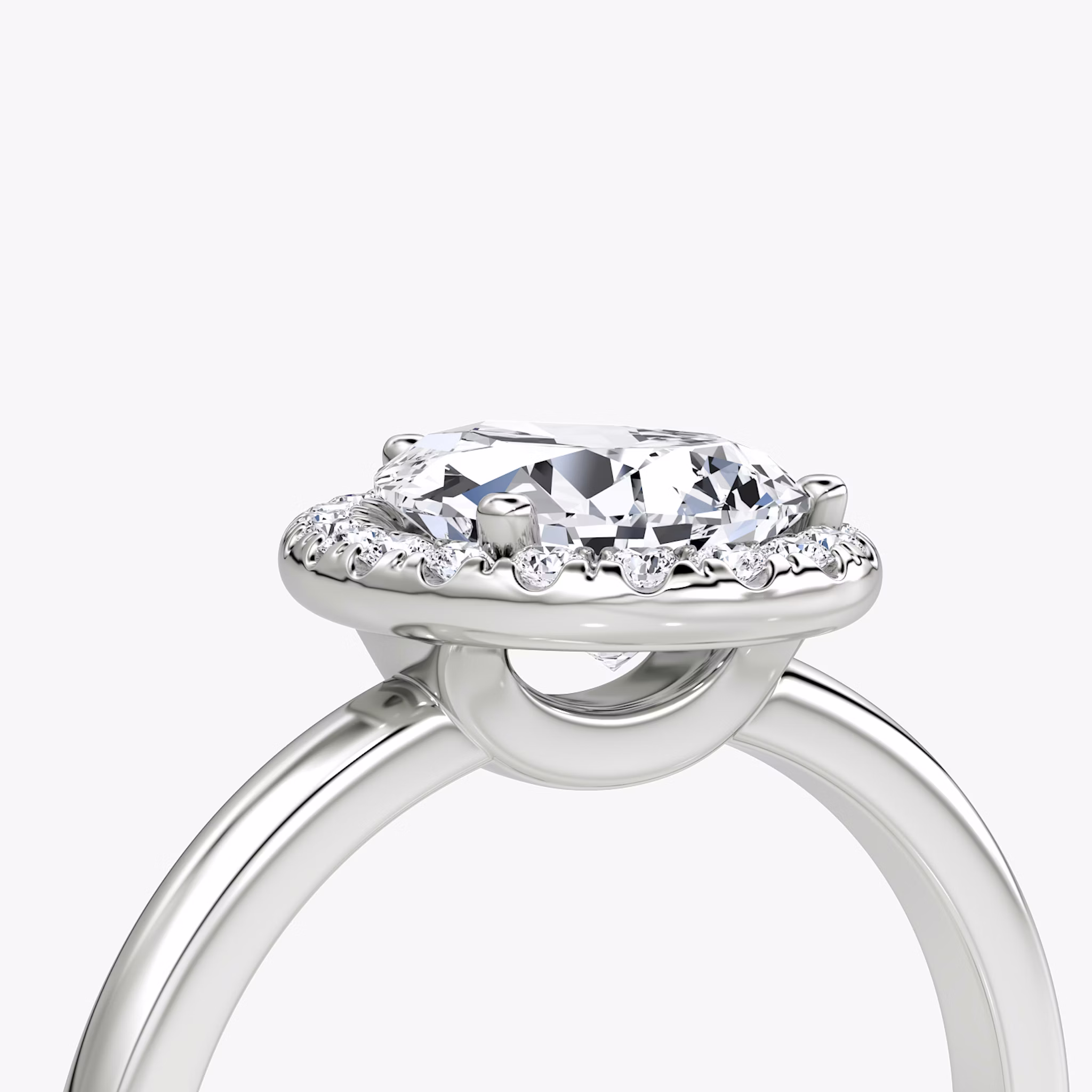 The Halo | Pear | 18k | White Gold | bandAccent: Plain | haloSize: original | diamondOrientation: vertical | caratWeight: other