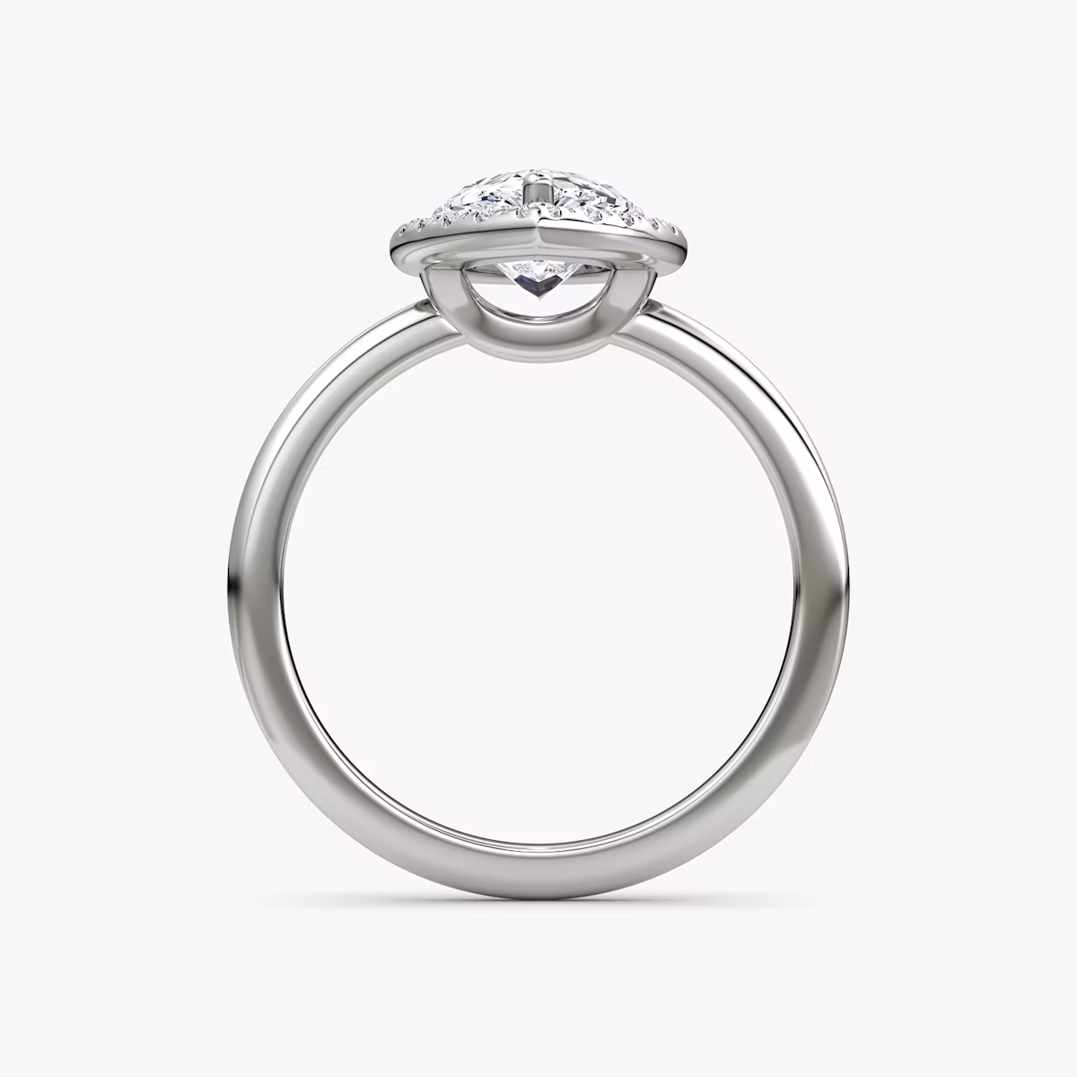 The Halo | Pear | Platinum | bandAccent: Plain | haloSize: original | diamondOrientation: vertical | caratWeight: other
