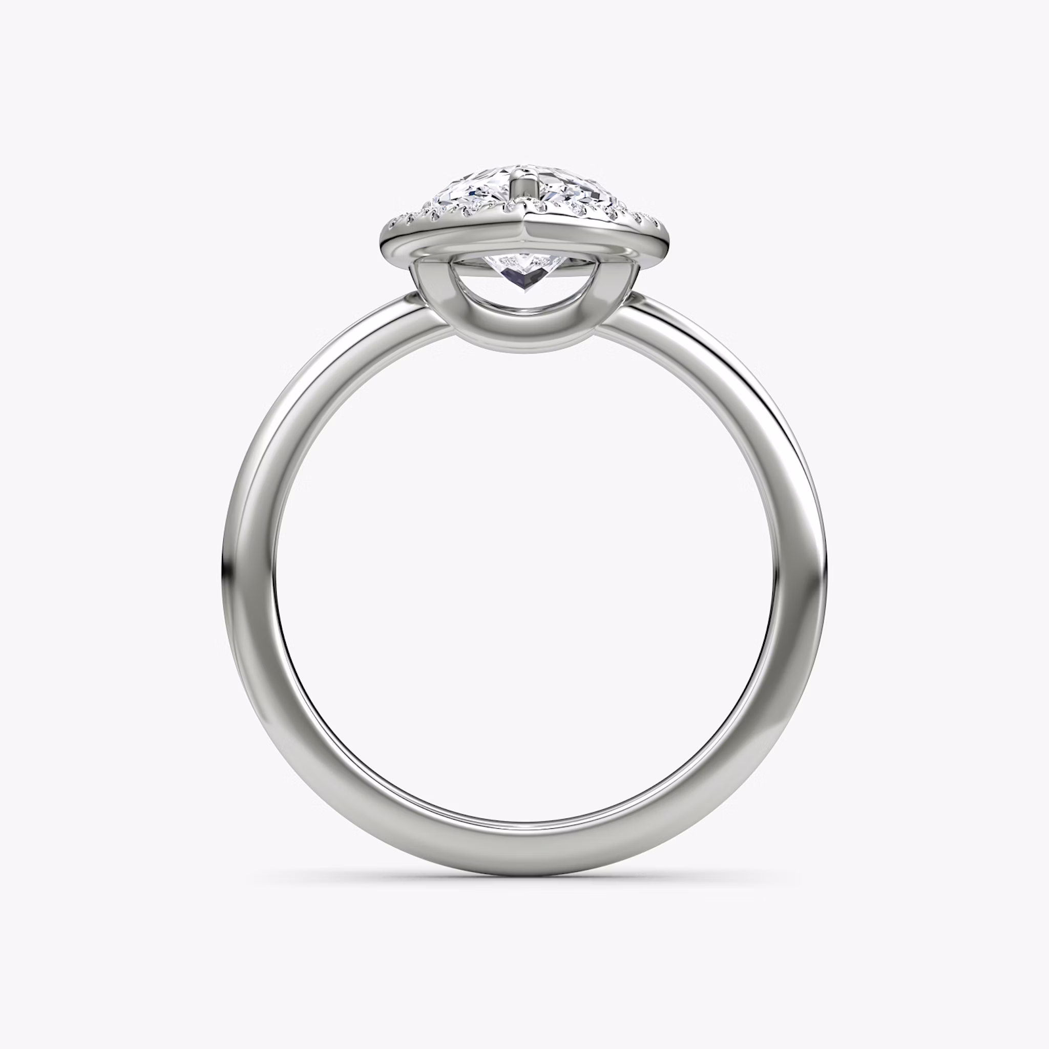 The Halo | Pear | 18k | White Gold | bandAccent: Plain | haloSize: original | diamondOrientation: vertical | caratWeight: other