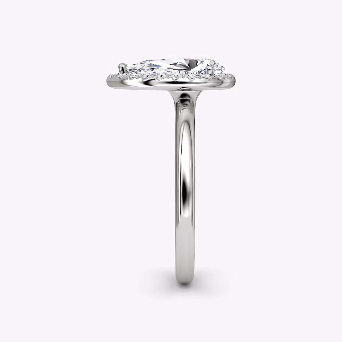 The Halo | Pear | Platinum | bandAccent: Plain | haloSize: original | diamondOrientation: vertical | caratWeight: other