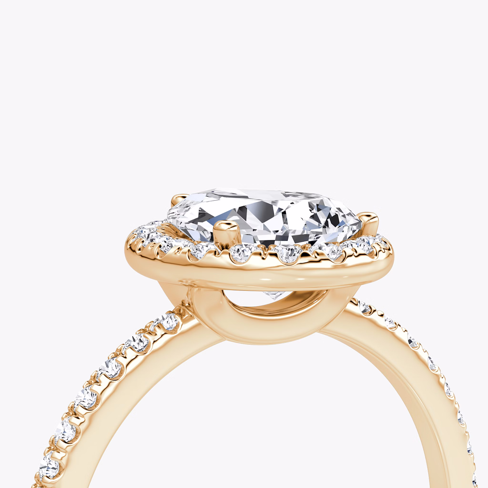 The Halo | Pear | 14k | Rose Gold | bandAccent: Pavé | haloSize: original | diamondOrientation: vertical | caratWeight: other