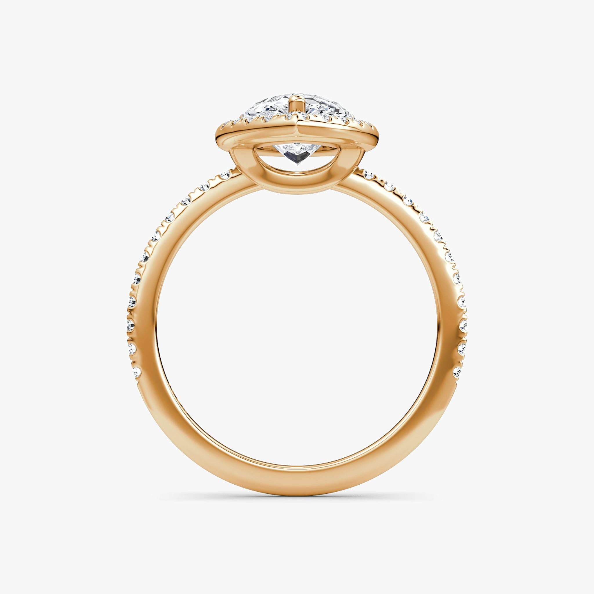 The Halo | Pear | 14k | Rose Gold | bandAccent: Pavé | haloSize: original | diamondOrientation: vertical | caratWeight: other