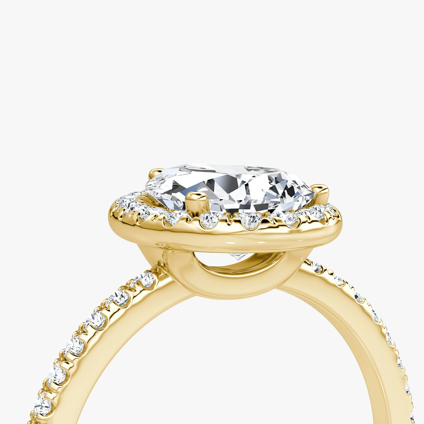 The Halo | Pear | 18k | Yellow Gold | bandAccent: Pavé | haloSize: original | diamondOrientation: vertical | caratWeight: other