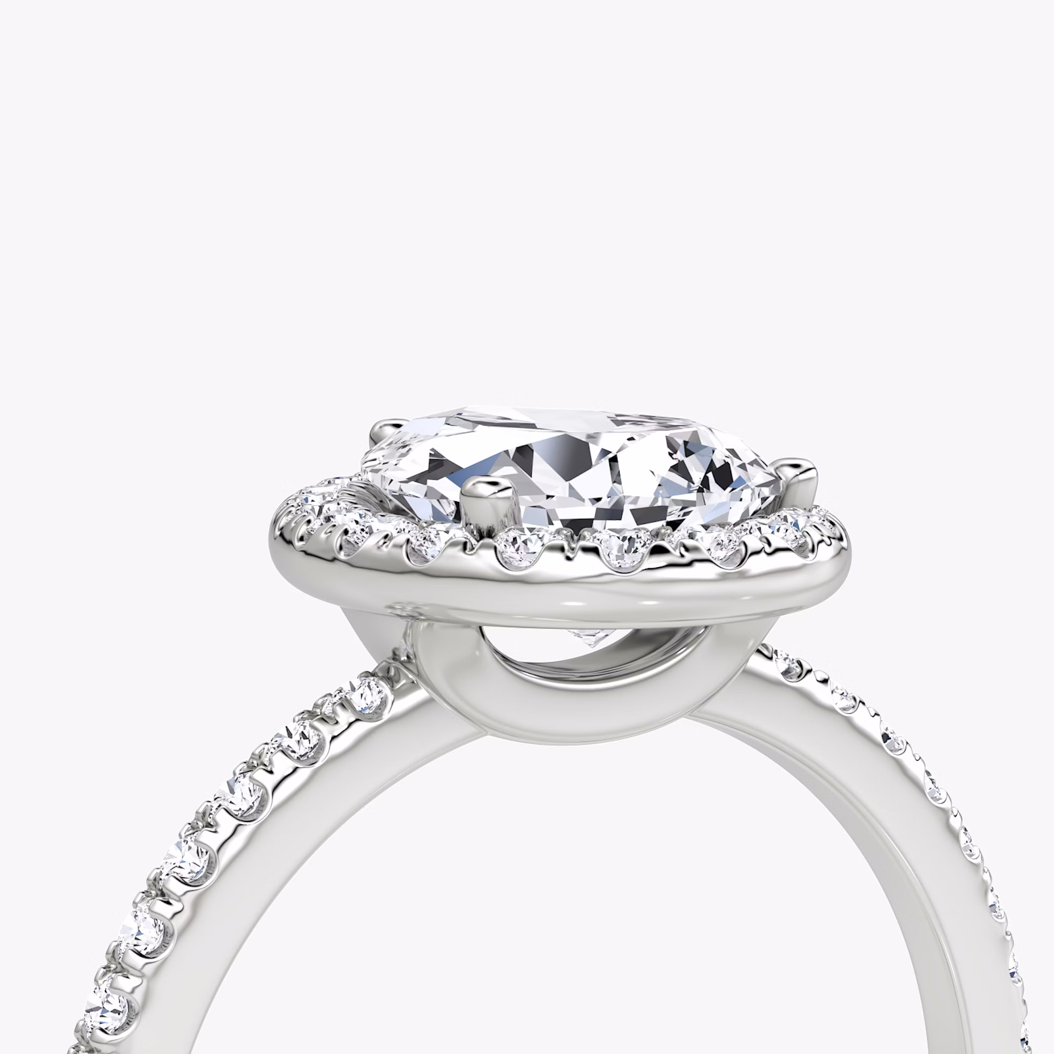 The Halo | Pear | 18k | White Gold | bandAccent: Pavé | haloSize: original | diamondOrientation: vertical | caratWeight: other