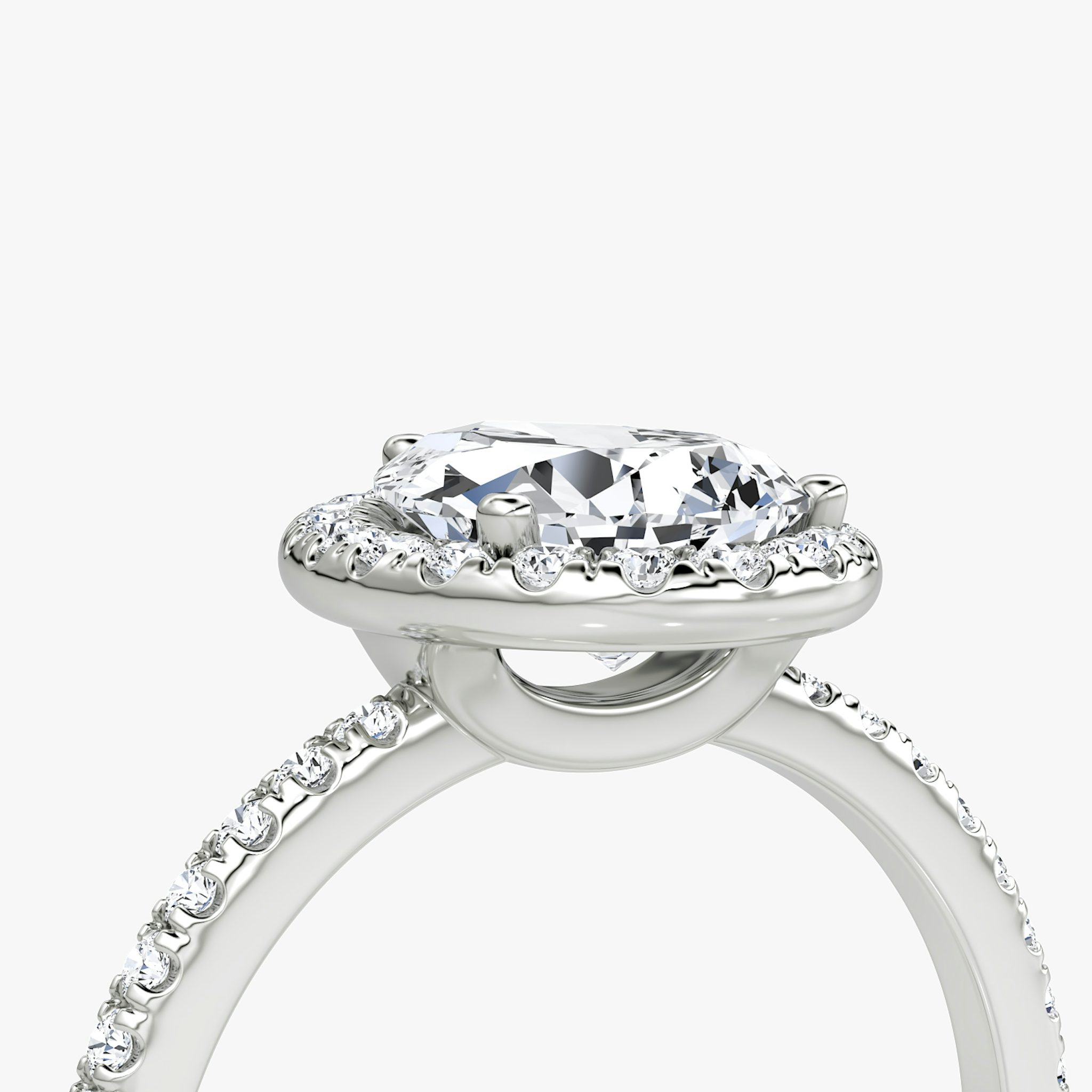 The Halo | Pear | 18k | White Gold | bandAccent: Pavé | haloSize: original | diamondOrientation: vertical | caratWeight: other