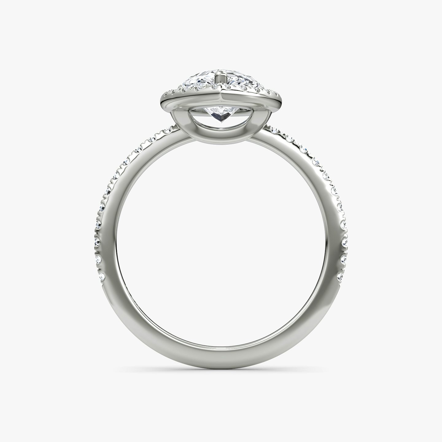 The Halo | Pear | Platinum | bandAccent: Pavé | haloSize: original | diamondOrientation: vertical | caratWeight: other