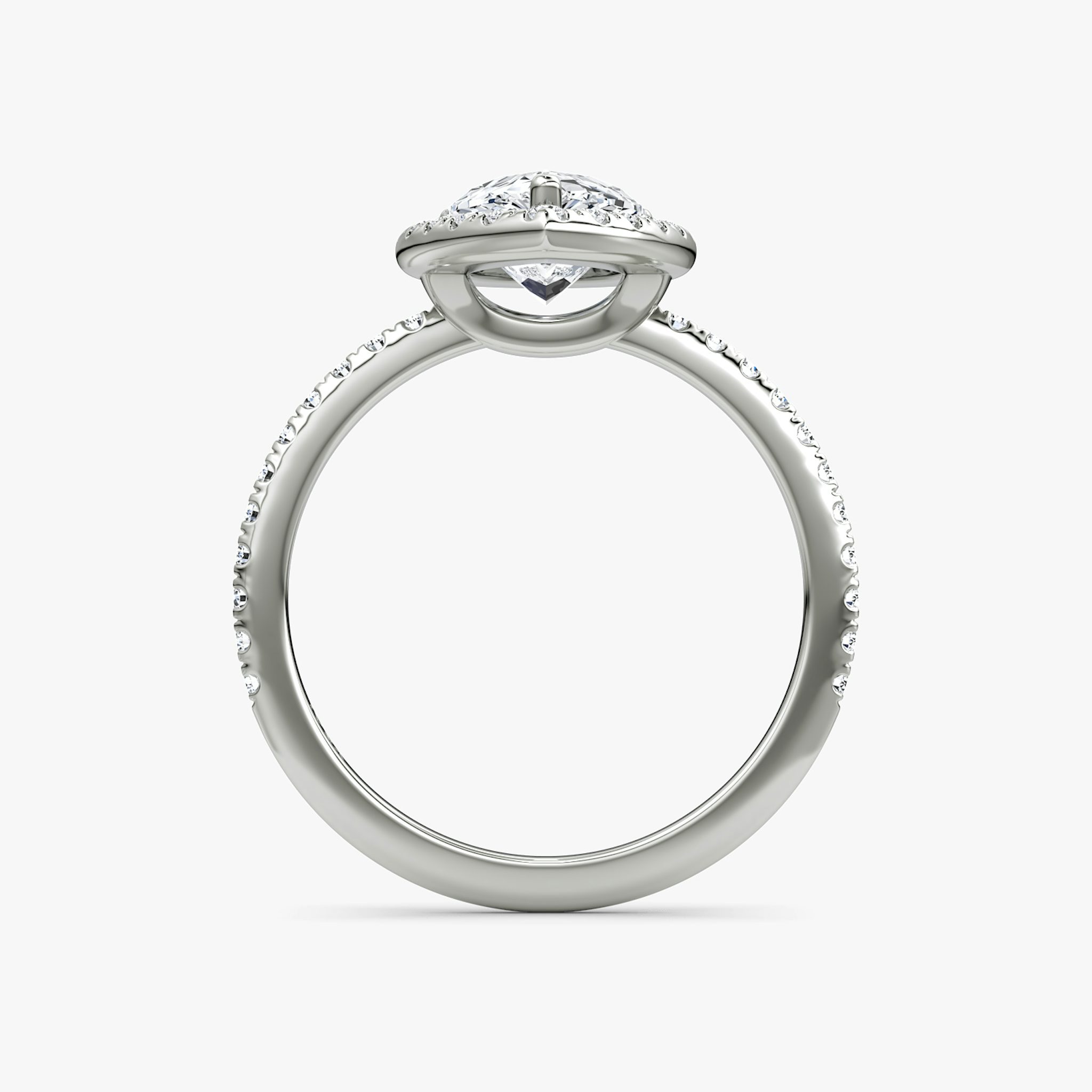 The Halo | Pear | 18k | White Gold | bandAccent: Pavé | haloSize: original | diamondOrientation: vertical | caratWeight: other