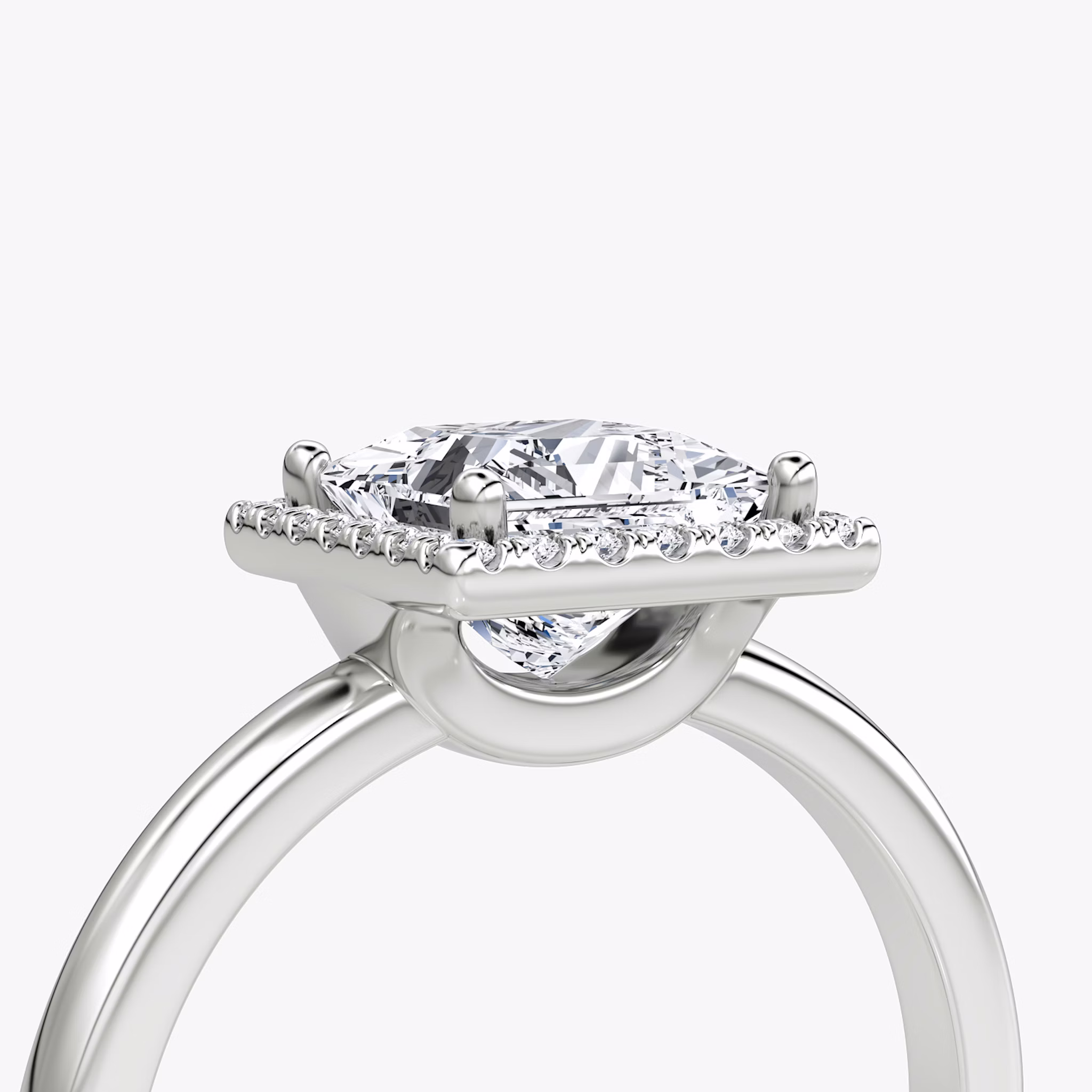 The Halo | Princess | 18k | White Gold | bandAccent: Plain | haloSize: original | diamondOrientation: vertical | caratWeight: other