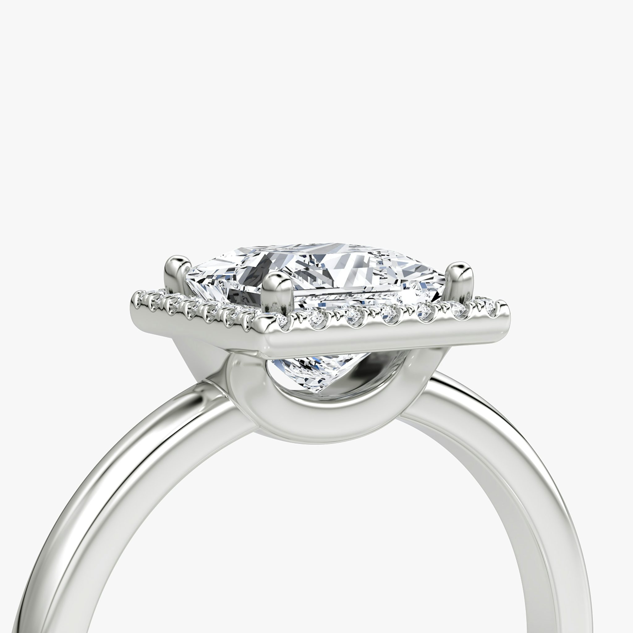 The Halo | Princess | 18k | White Gold | bandAccent: Plain | haloSize: original | diamondOrientation: vertical | caratWeight: other