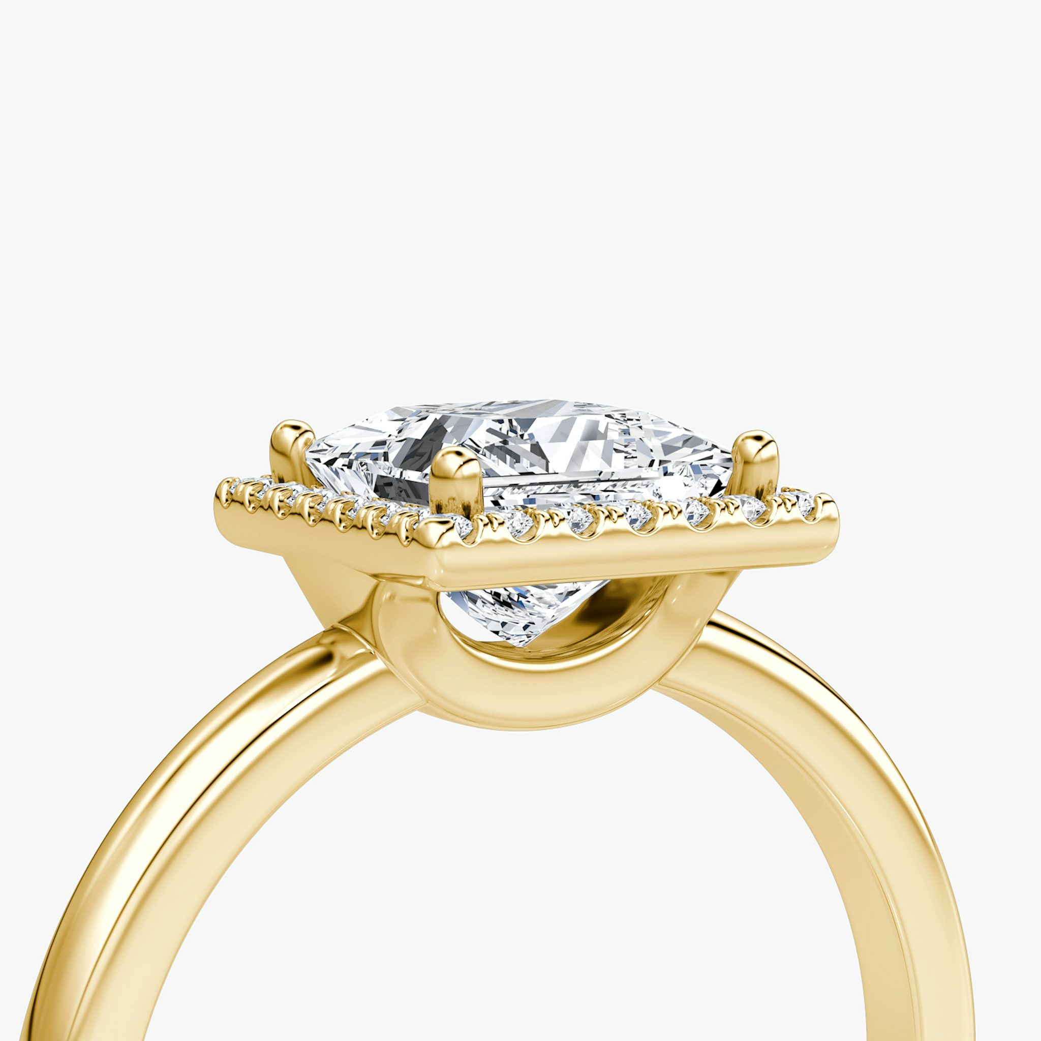 The Halo | Princess | 18k | Yellow Gold | bandAccent: Plain | haloSize: original | diamondOrientation: vertical | caratWeight: other