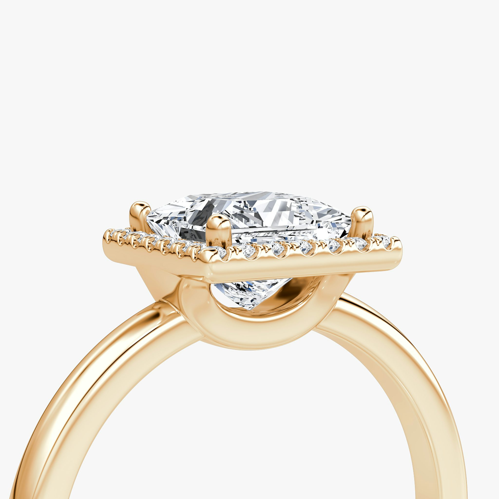 The Halo | Princess | 14k | Rose Gold | bandAccent: Plain | haloSize: original | diamondOrientation: vertical | caratWeight: other