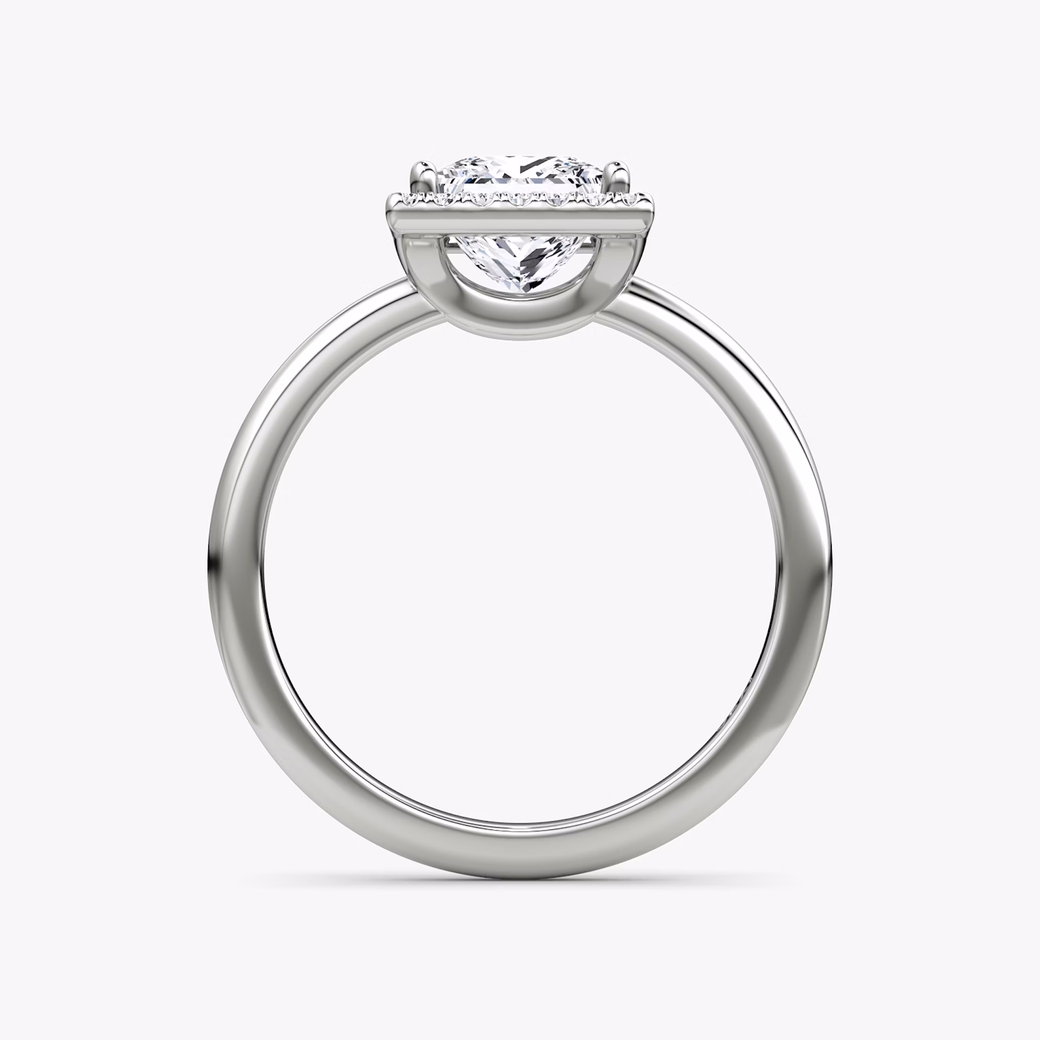 The Halo | Princess | 18k | White Gold | bandAccent: Plain | haloSize: original | diamondOrientation: vertical | caratWeight: other