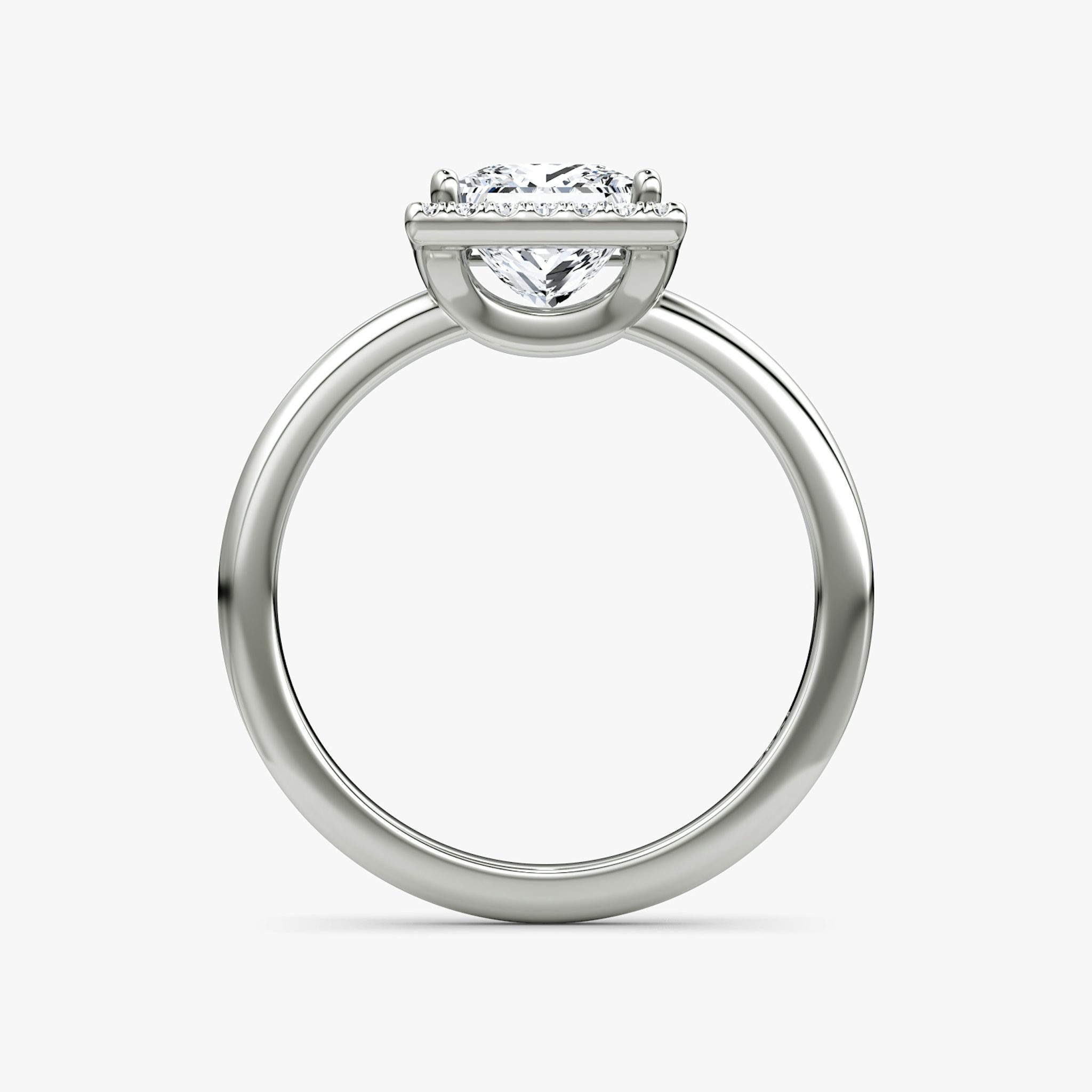 The Halo | Princess | 18k | White Gold | bandAccent: Plain | haloSize: original | diamondOrientation: vertical | caratWeight: other