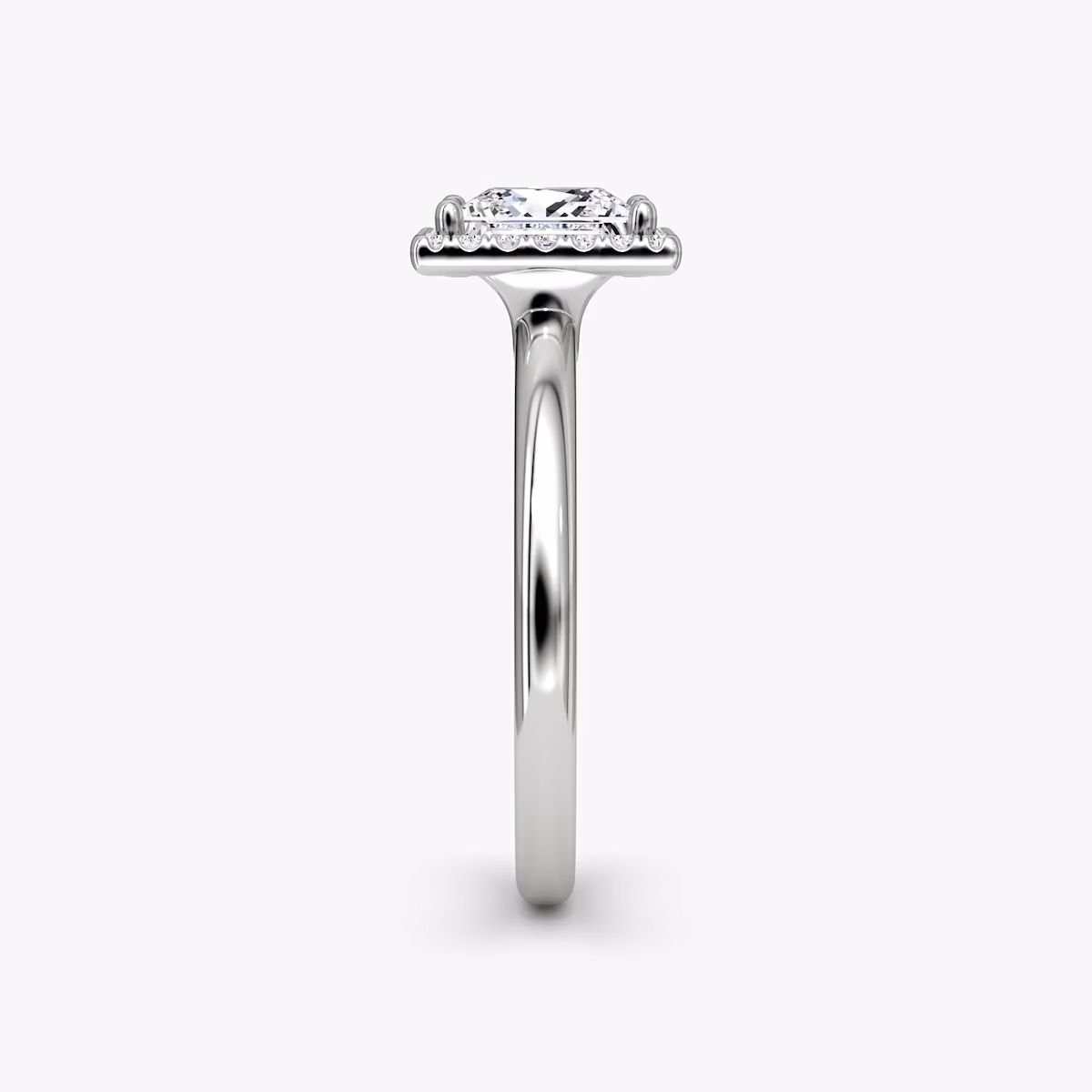 The Halo | Princess | 18k | White Gold | bandAccent: Plain | haloSize: original | diamondOrientation: vertical | caratWeight: other