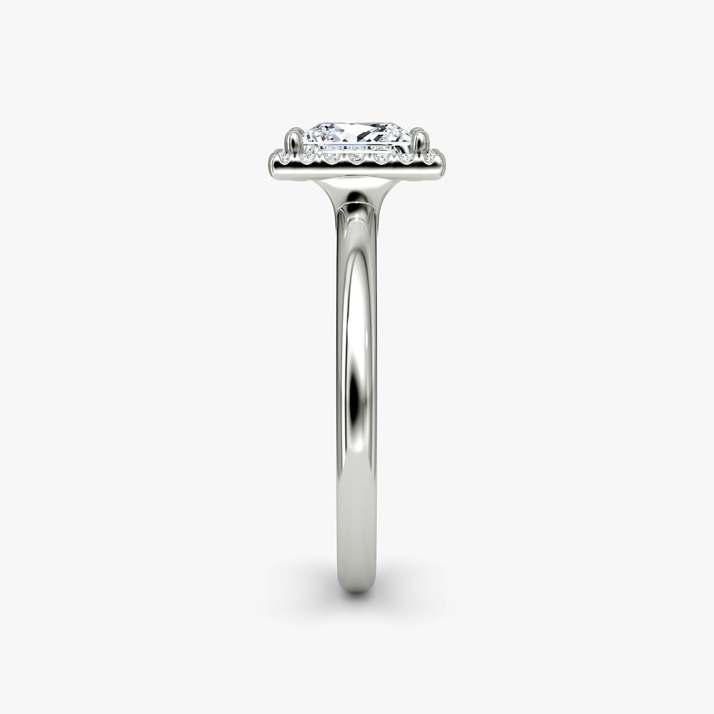 The Halo | Princess | 18k | White Gold | bandAccent: Plain | haloSize: original | diamondOrientation: vertical | caratWeight: other