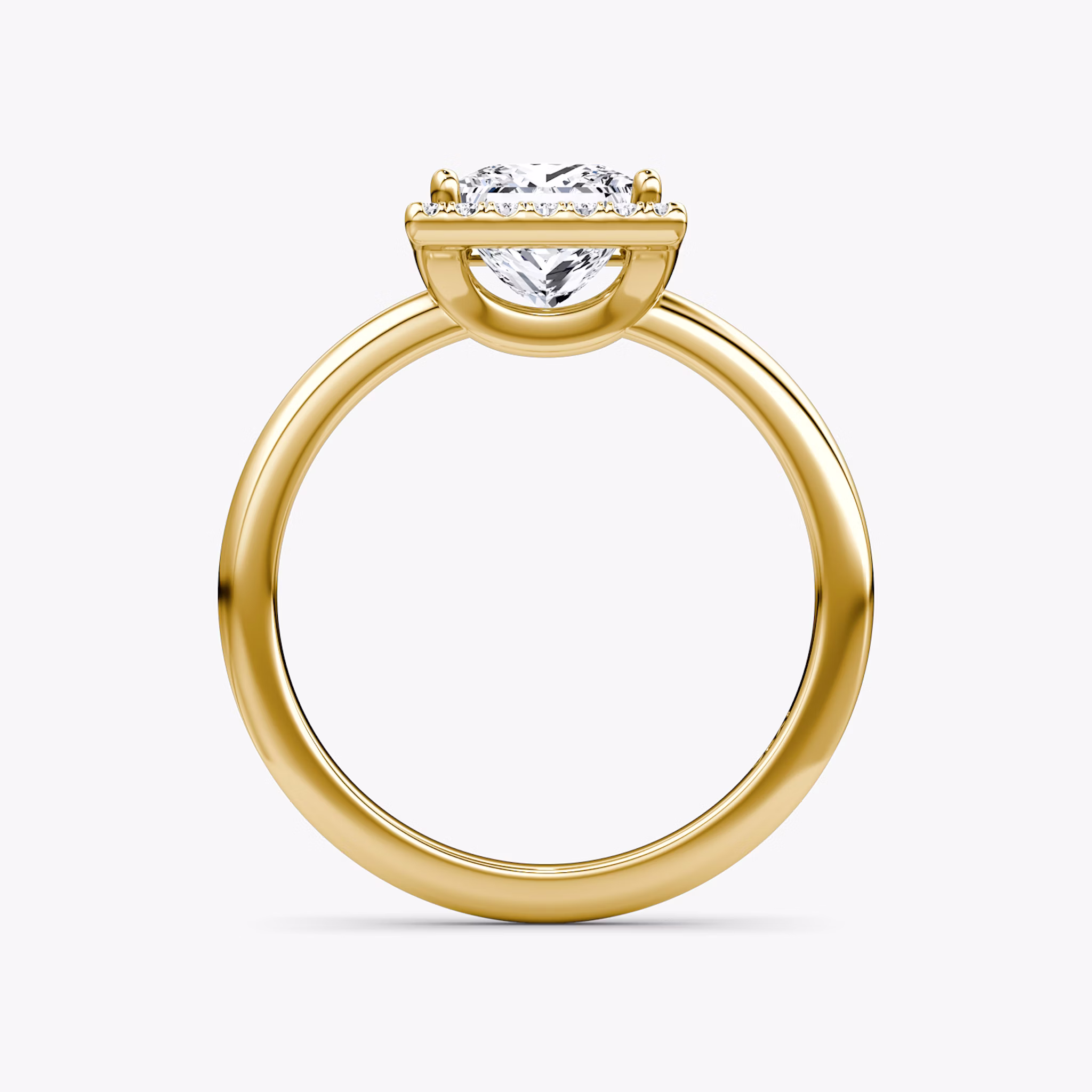 The Halo | Princess | 18k | Yellow Gold | bandAccent: Plain | haloSize: original | diamondOrientation: vertical | caratWeight: other