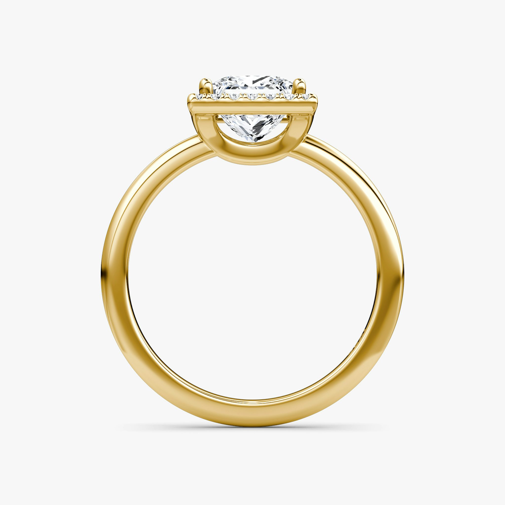 The Halo | Princess | 18k | Yellow Gold | bandAccent: Plain | haloSize: original | diamondOrientation: vertical | caratWeight: other