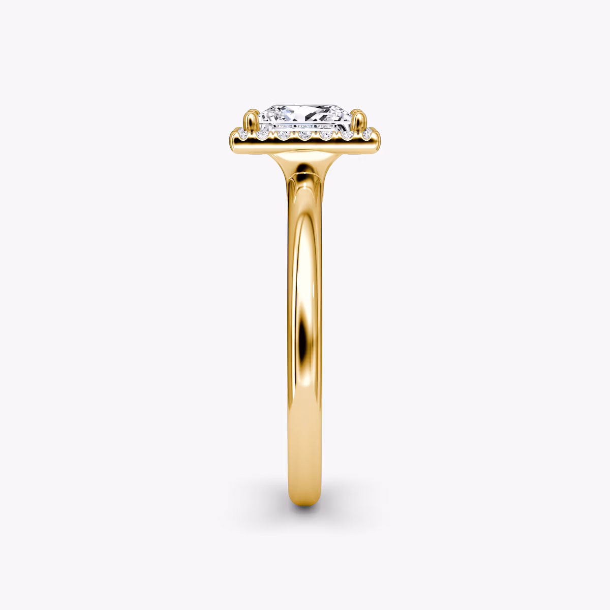 The Halo | Princess | 18k | Yellow Gold | bandAccent: Plain | haloSize: original | diamondOrientation: vertical | caratWeight: other