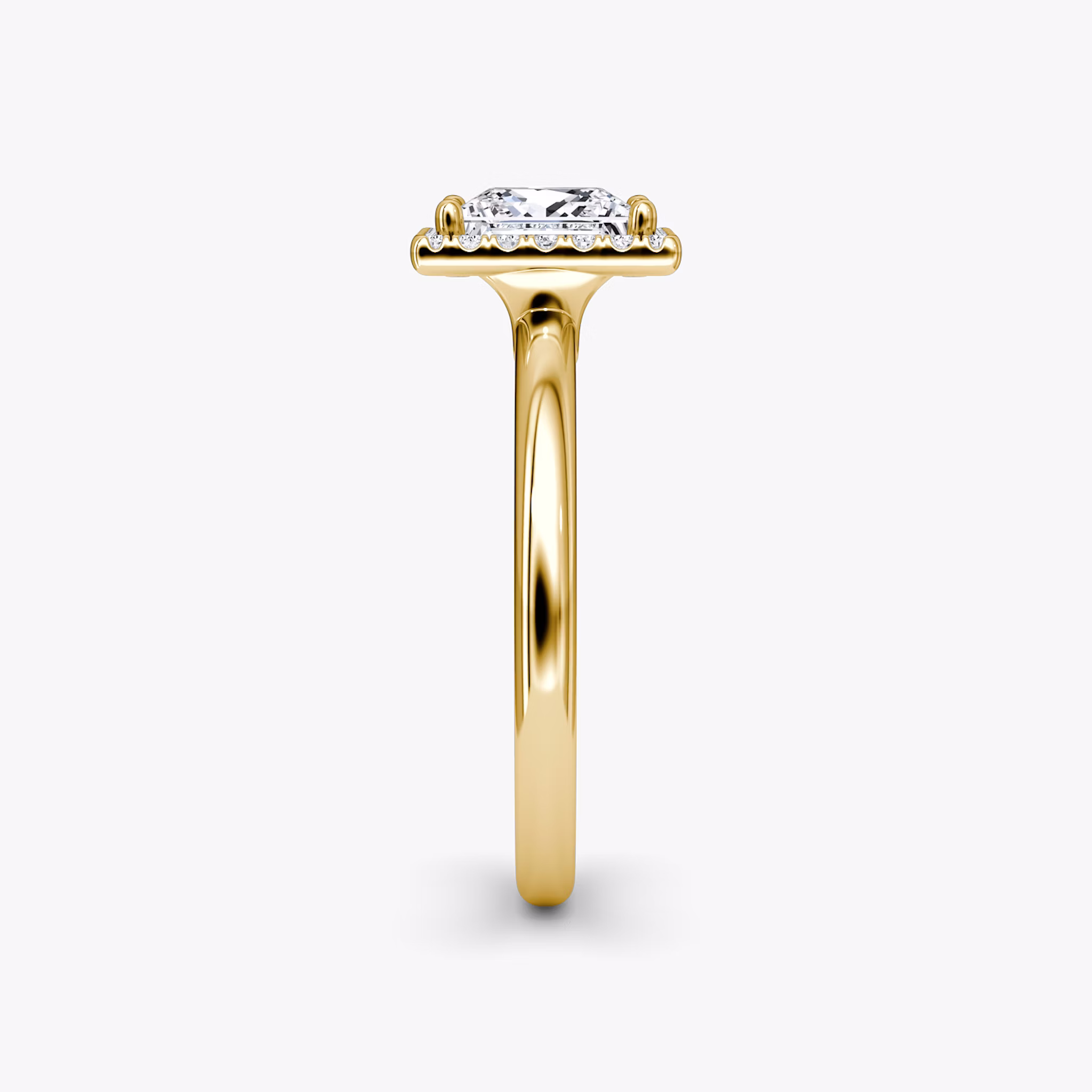 The Halo | Princess | 18k | Yellow Gold | bandAccent: Plain | haloSize: original | diamondOrientation: vertical | caratWeight: other