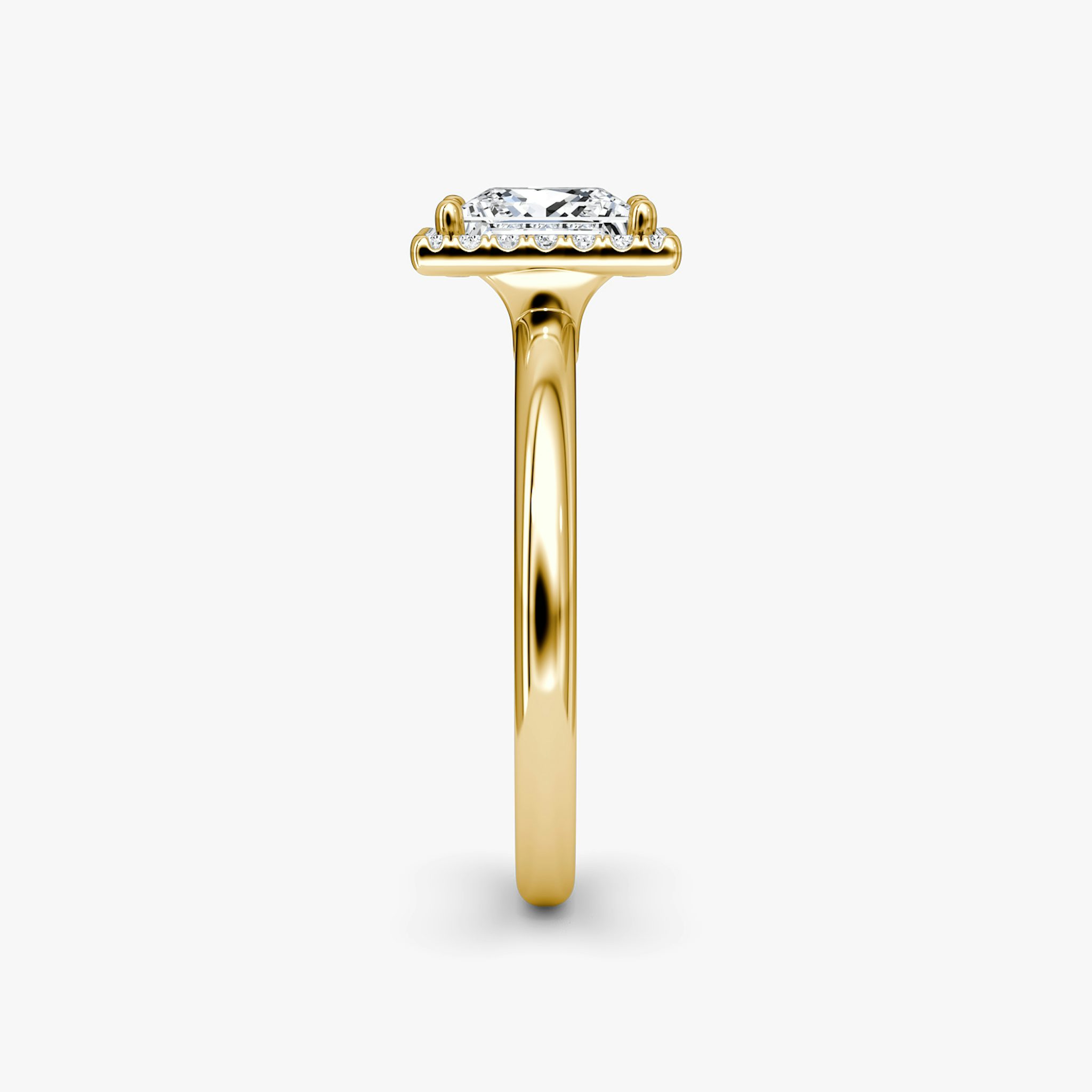 The Halo | Princess | 18k | Yellow Gold | bandAccent: Plain | haloSize: original | diamondOrientation: vertical | caratWeight: other