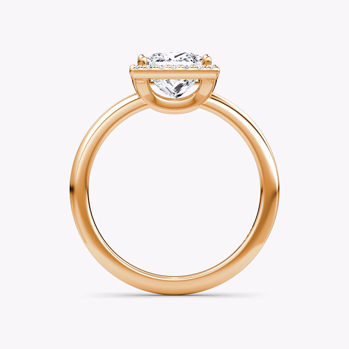 The Halo | Princess | 14k | Rose Gold | bandAccent: Plain | haloSize: original | diamondOrientation: vertical | caratWeight: other