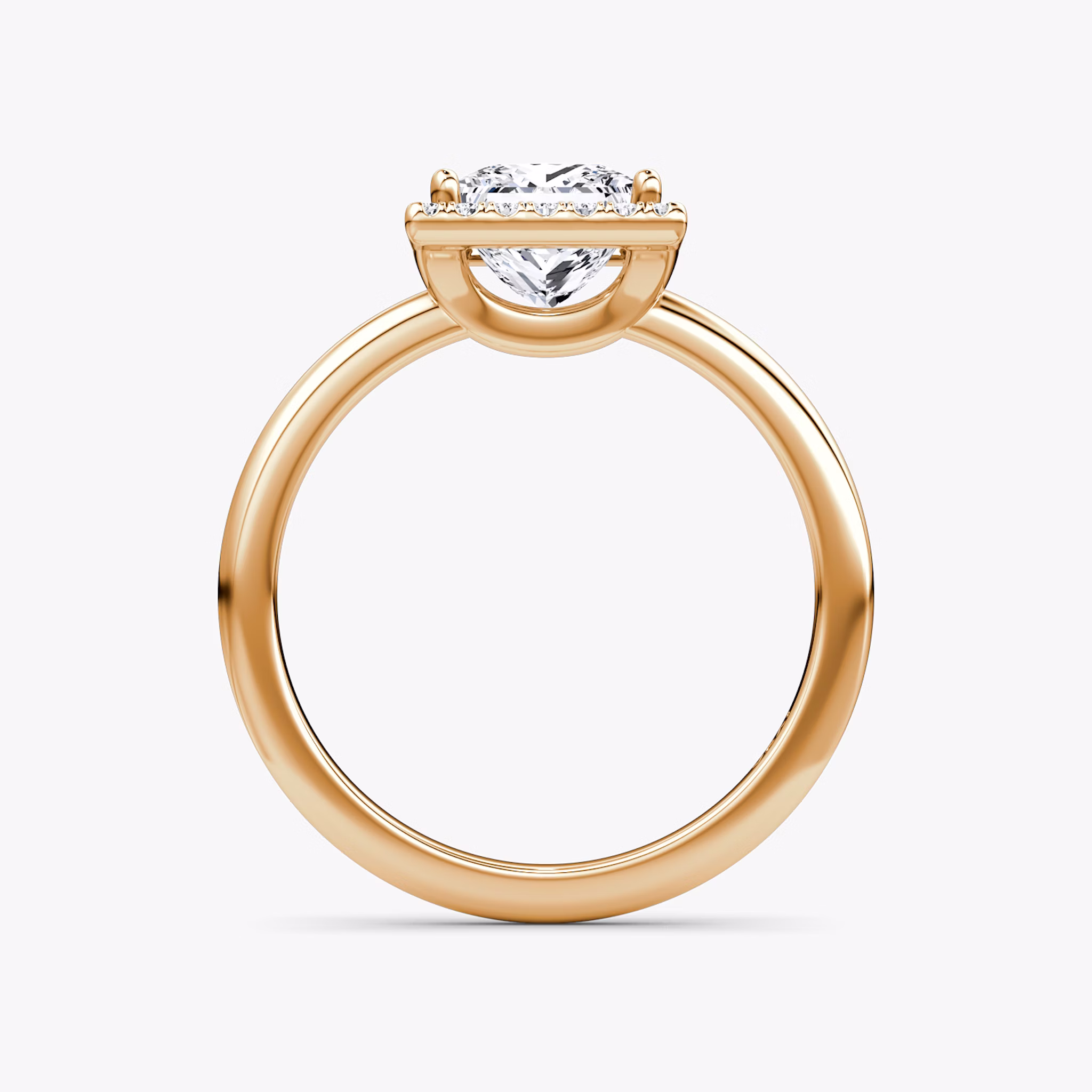The Halo | Princess | 14k | Rose Gold | bandAccent: Plain | haloSize: original | diamondOrientation: vertical | caratWeight: other