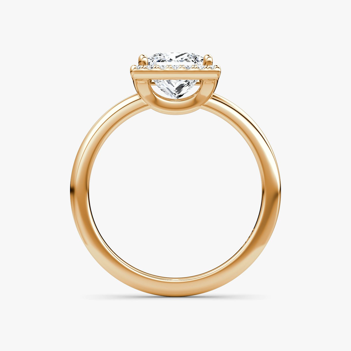 The Halo | Princess | 14k | Rose Gold | bandAccent: Plain | haloSize: original | diamondOrientation: vertical | caratWeight: other