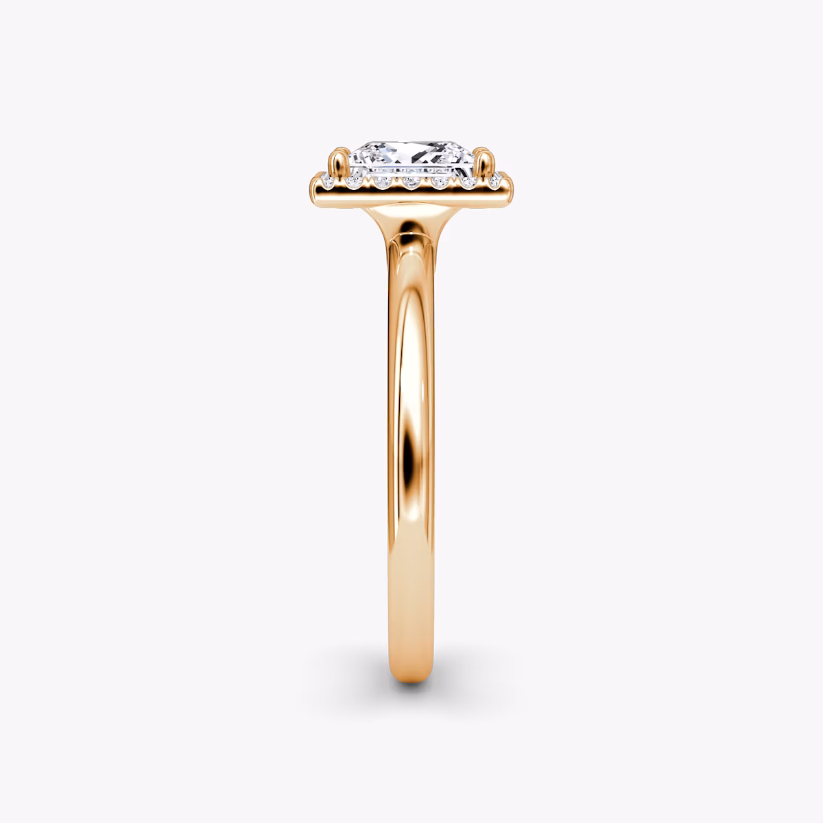 The Halo | Princess | 14k | Rose Gold | bandAccent: Plain | haloSize: original | diamondOrientation: vertical | caratWeight: other