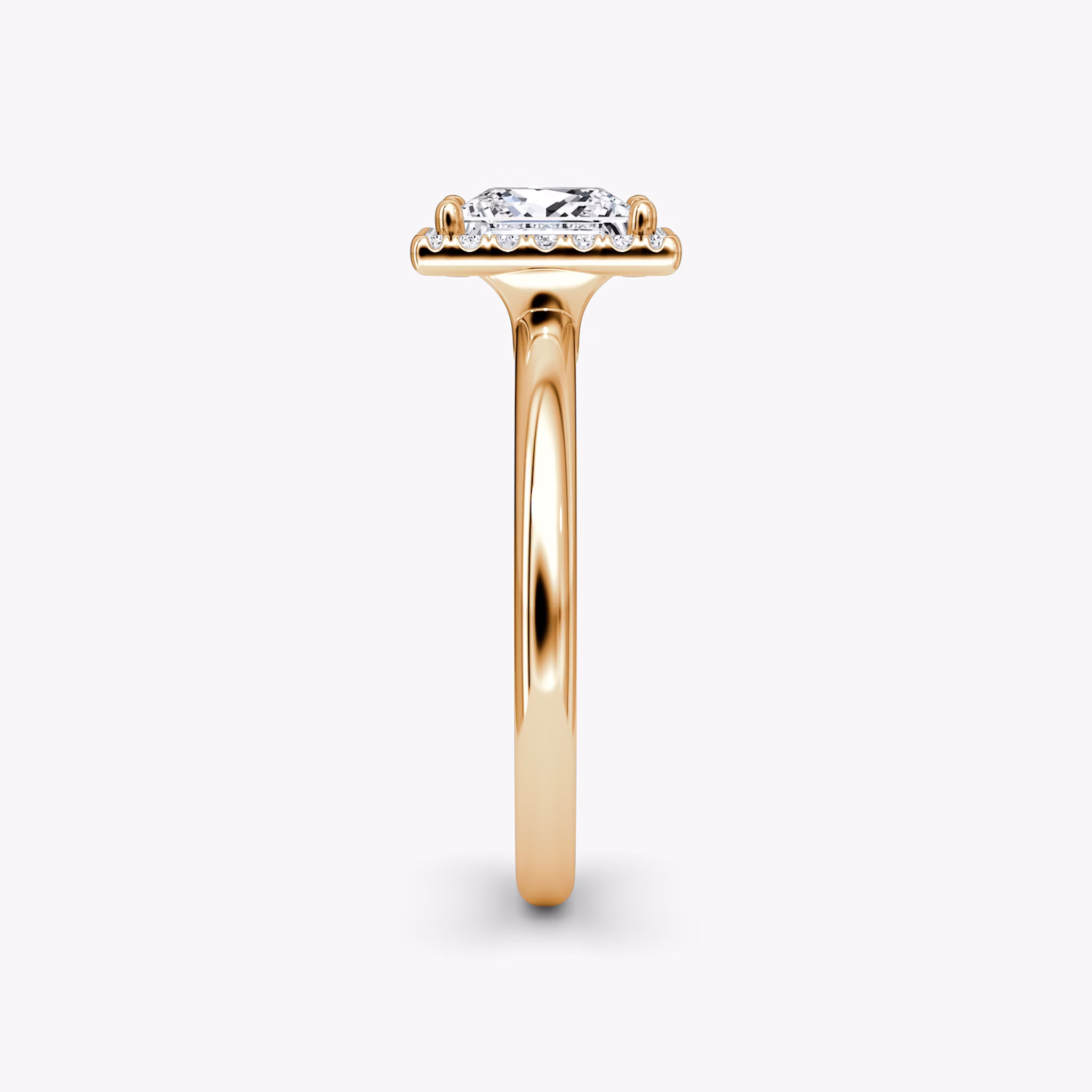 The Halo | Princess | 14k | Rose Gold | bandAccent: Plain | haloSize: original | diamondOrientation: vertical | caratWeight: other