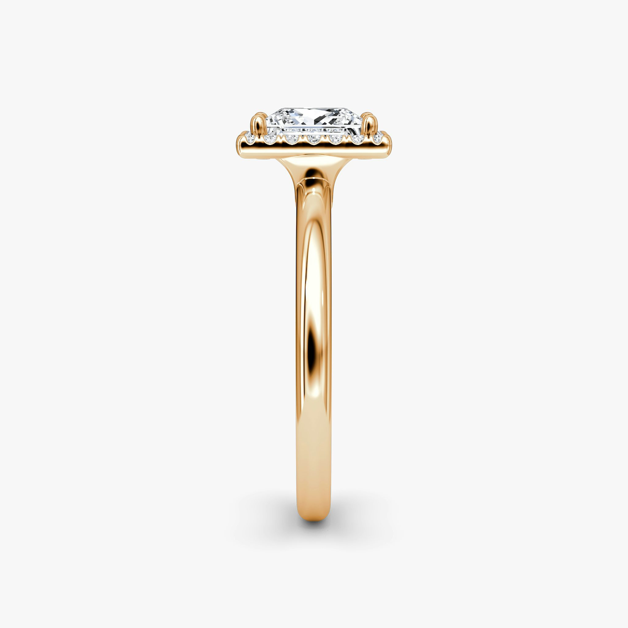 The Halo | Princess | 14k | Rose Gold | bandAccent: Plain | haloSize: original | diamondOrientation: vertical | caratWeight: other