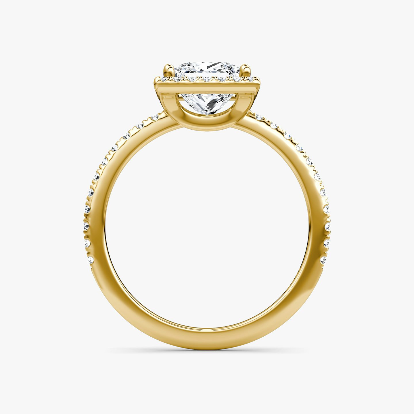 The Halo | Princess | 18k | Yellow Gold | bandAccent: Pavé | haloSize: original | diamondOrientation: vertical | caratWeight: other