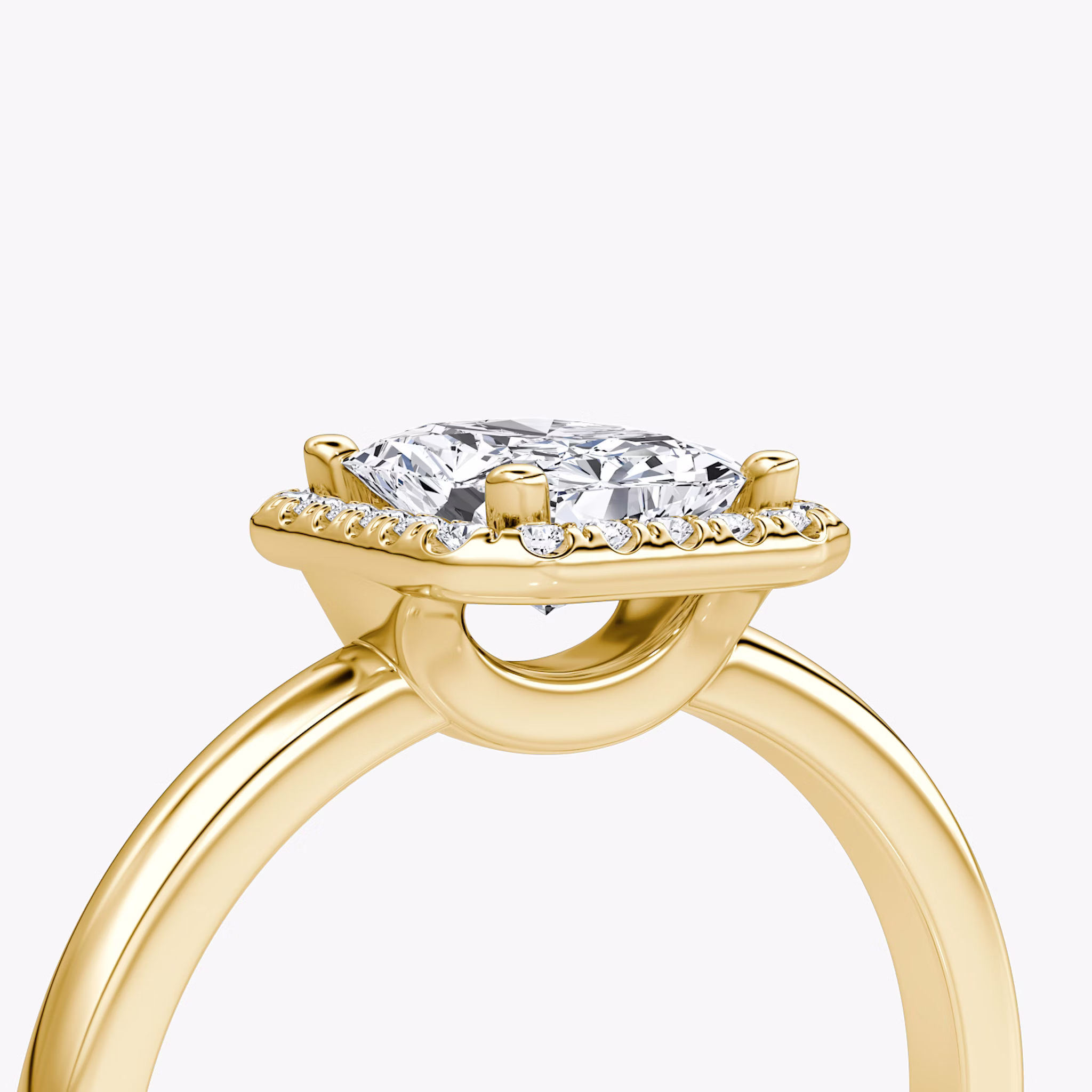 The Halo | Radiant | 18k | Yellow Gold | bandAccent: Plain | haloSize: original | diamondOrientation: vertical | caratWeight: other