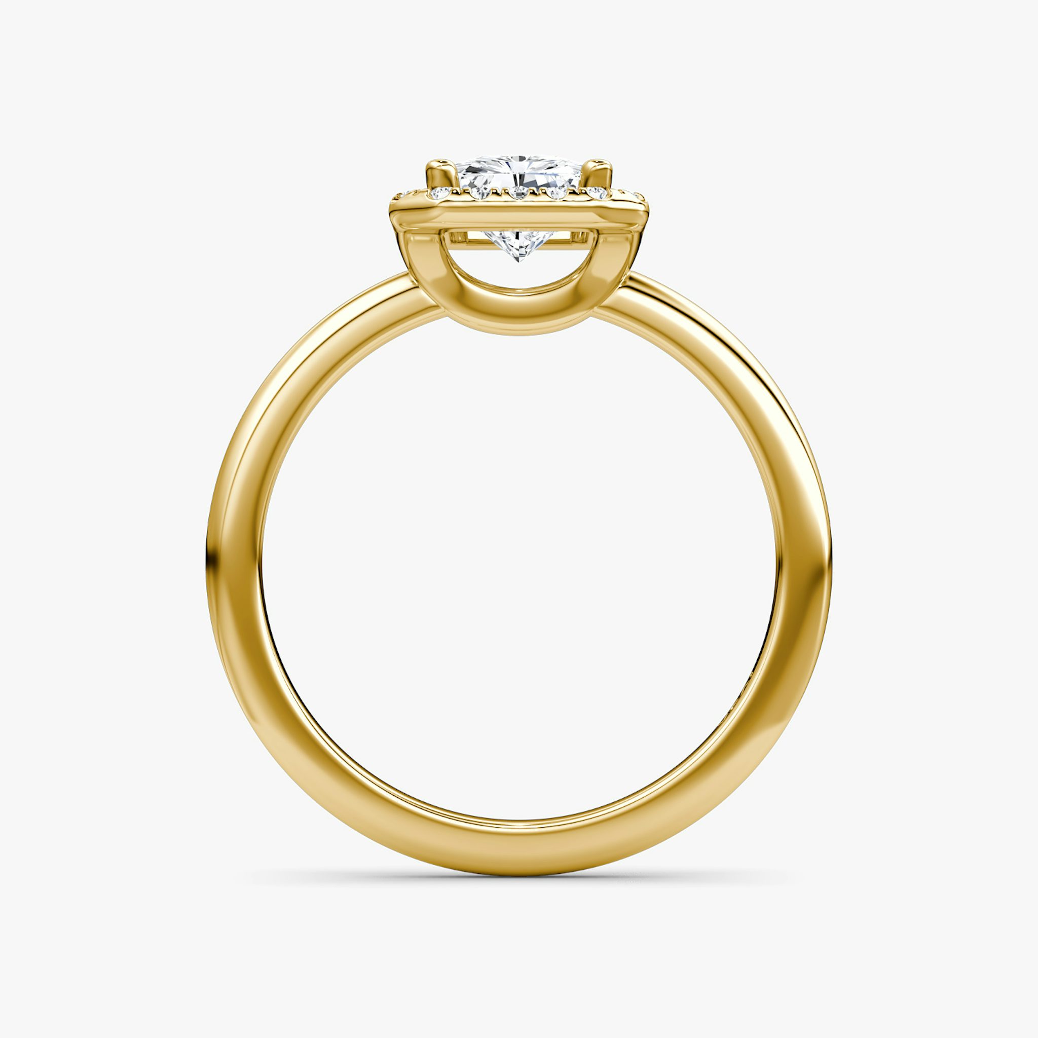 The Halo | Radiant | 18k | Yellow Gold | bandAccent: Plain | haloSize: original | diamondOrientation: vertical | caratWeight: other