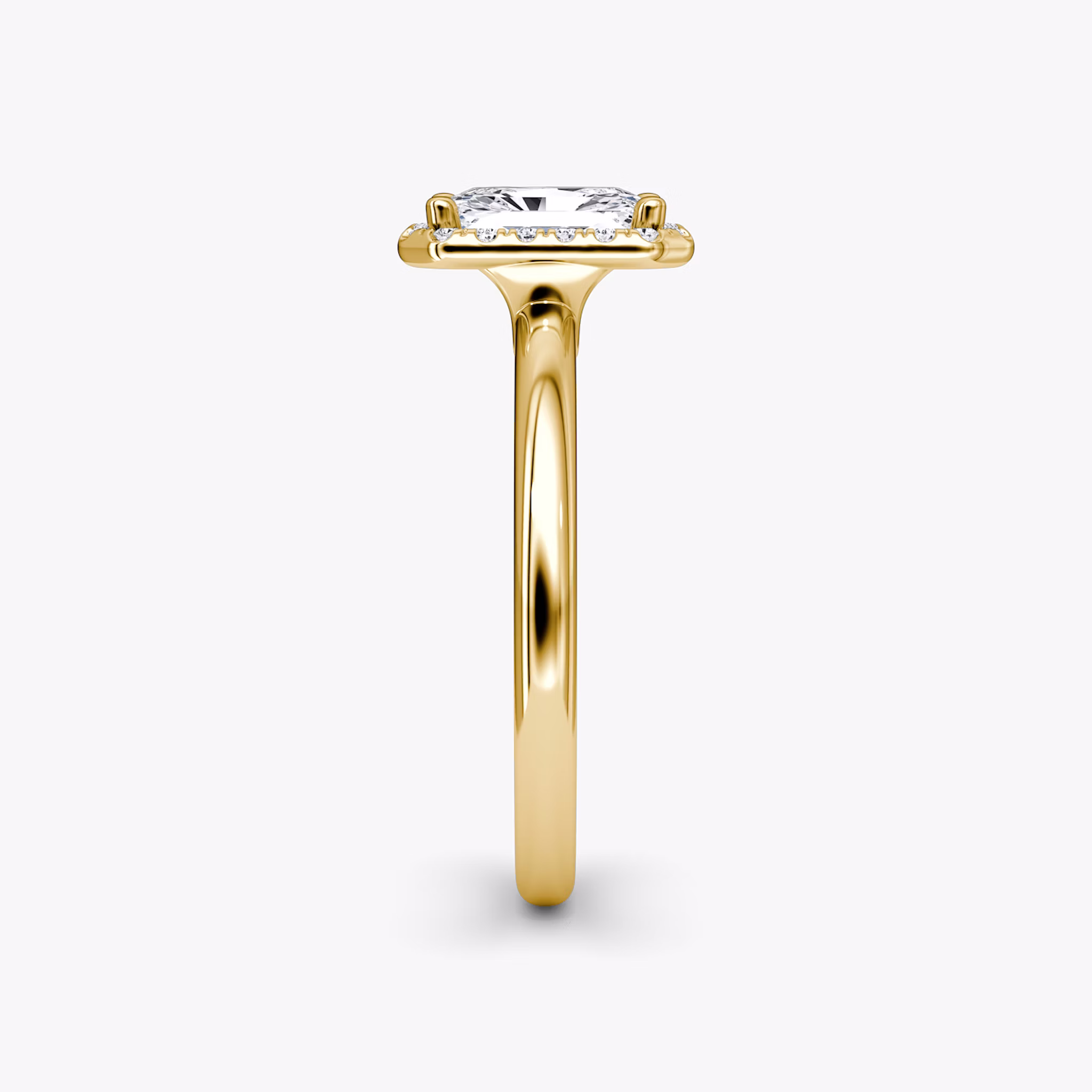 The Halo | Radiant | 18k | Yellow Gold | bandAccent: Plain | haloSize: original | diamondOrientation: vertical | caratWeight: other
